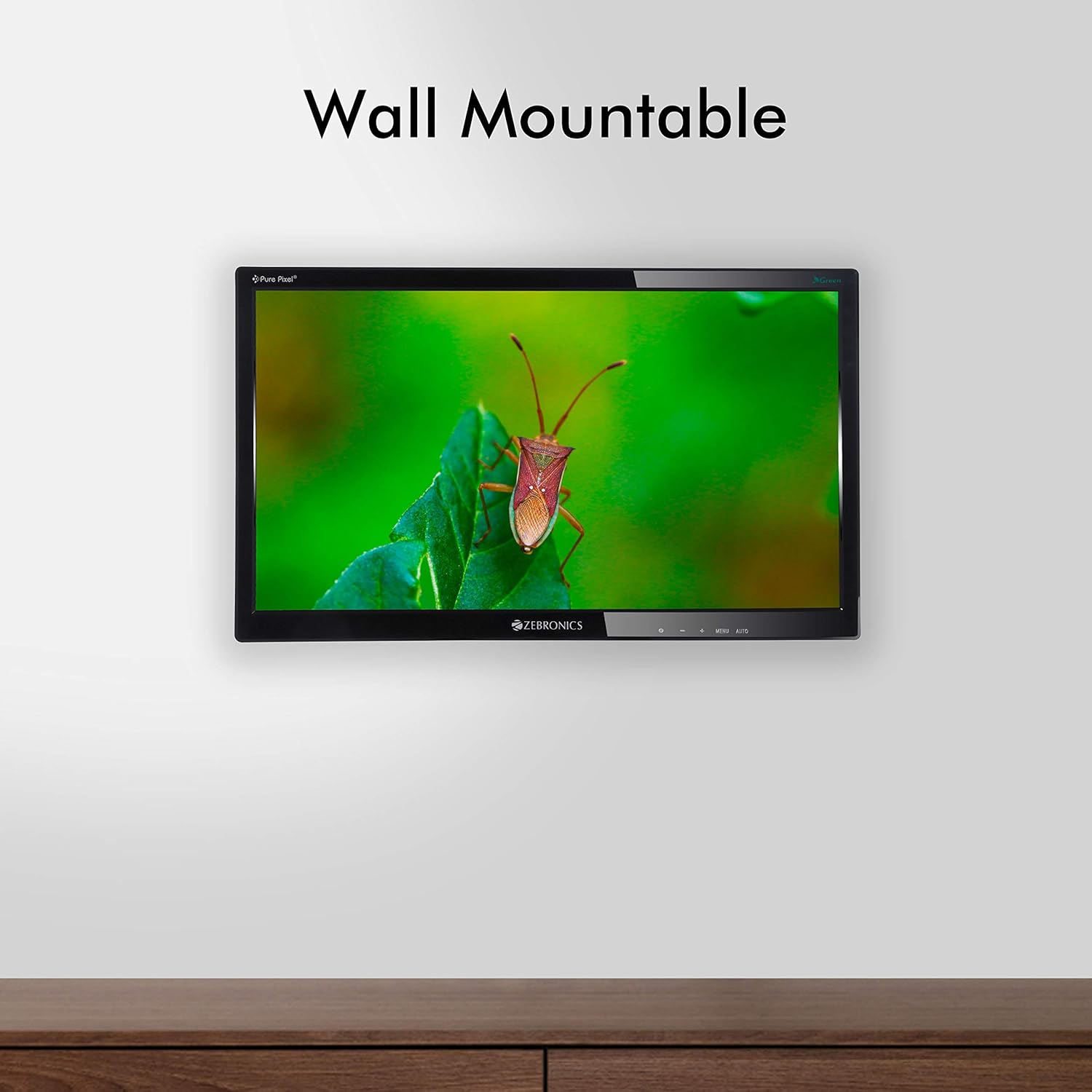 Zebronics 18.5 Inch HD Slim Monitor Anti Glare Plug and Play Built-in Power Supply VGA Wall Mount - Image 5