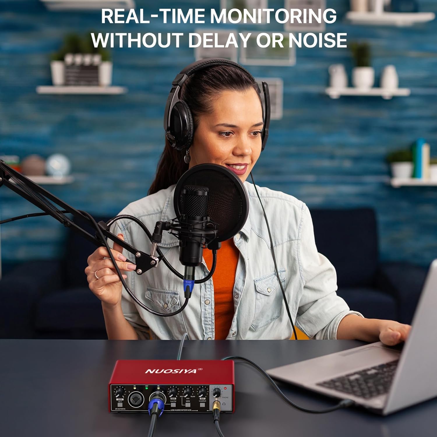 Red 2x2 USB Audio Interface for PC Mac Music Recording 24Bit/192kHz with 48V Phantom Power - Image 6