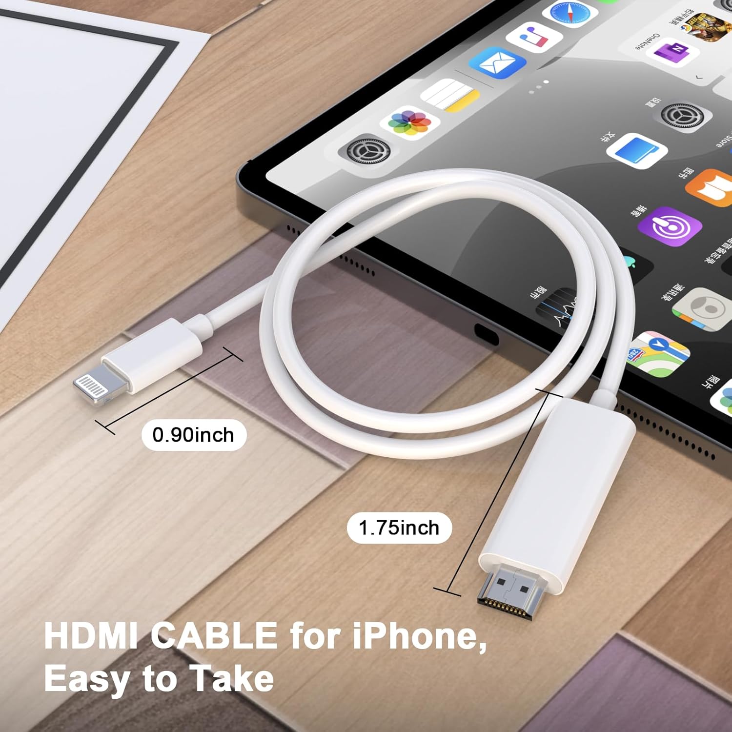 10FT MFi Certified Lightning to HDMI Adapter Cable for iPhone to TV 1080P Digital AV Sync Screen Connector - Image 7