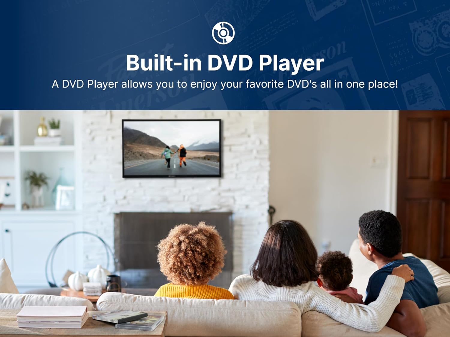 Emerson 32 Inch Class LED HDTV with Built-in DVD Player 720p HD HDMI/USB Slim Design - Image 3