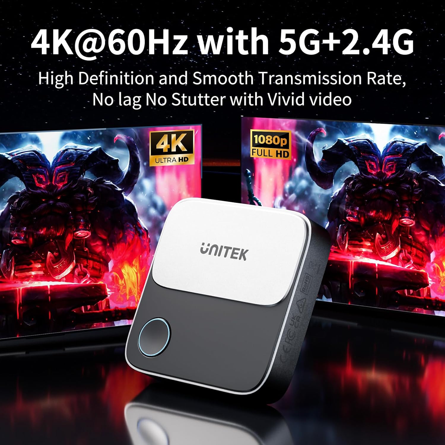 Unitek 4K Wireless HDMI Display Dongle Adapter Screen Mirroring Receiver 2.4G/5G for iOS Android Windows - Image 2