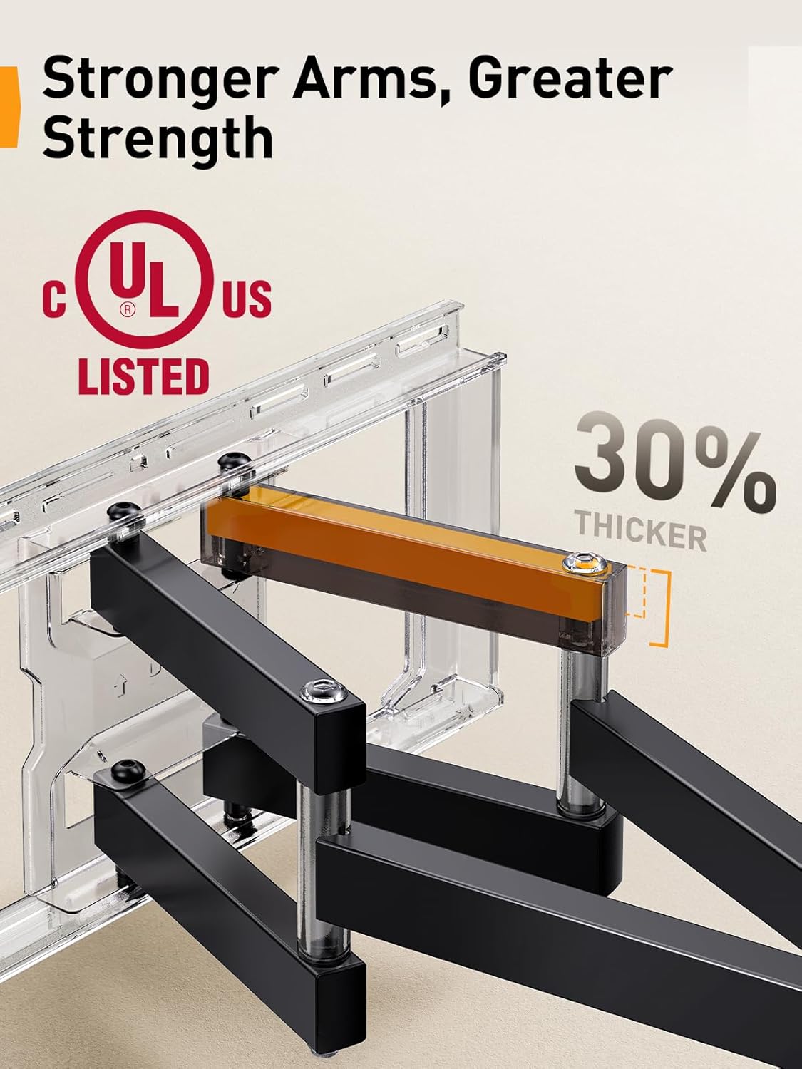 Perlegear Full Motion TV Wall Mount for 42-85 inch TVs, 132 lbs Capacity, Dual Arms, Tilt, Swivel, Extend, Leveling, Max VESA 600x400mm, PGLF8 - Image 3