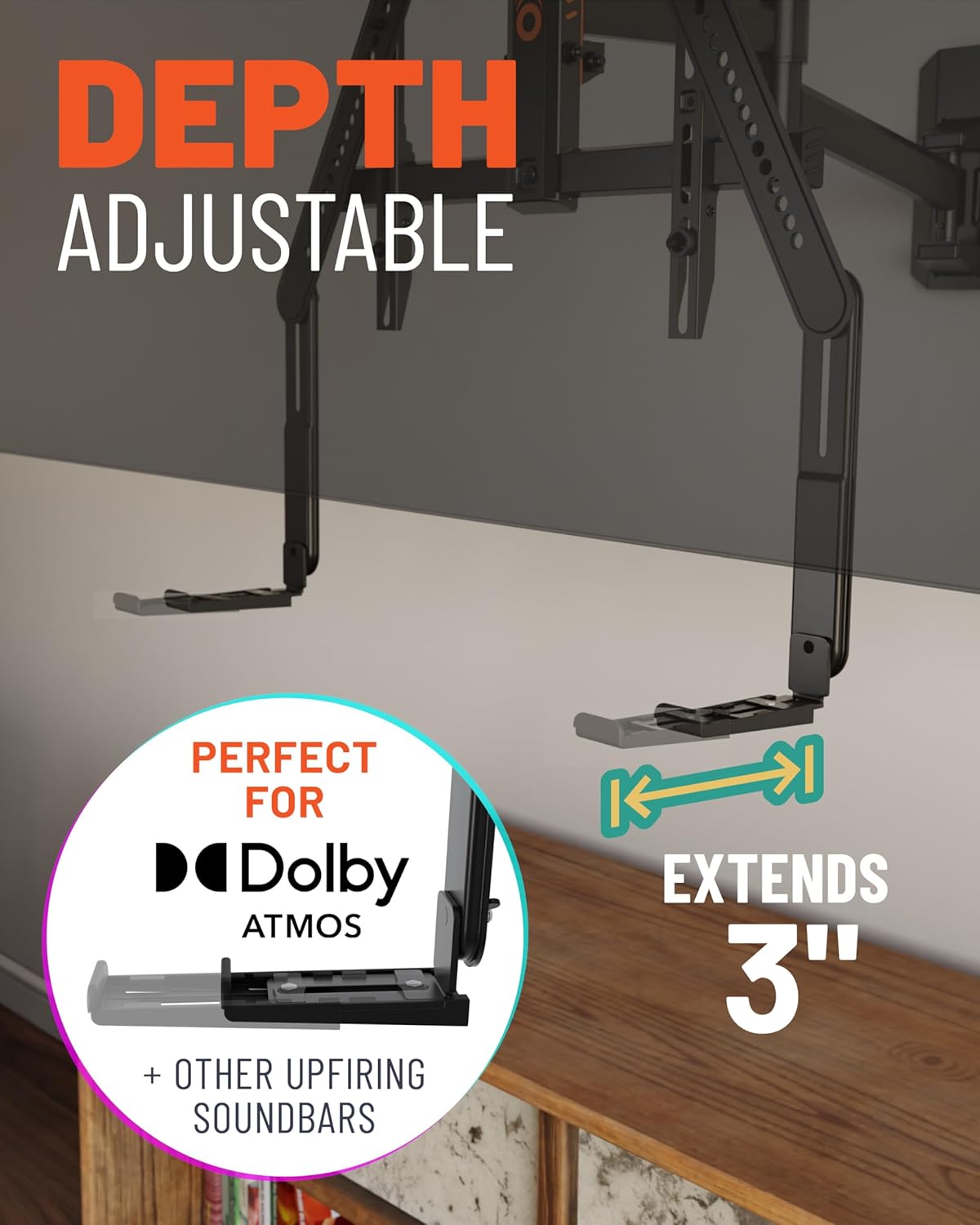 Adjustable Sound Bar Wall Mount Bracket for TVs up to 65 Inches Universal Compatibility - Image 4