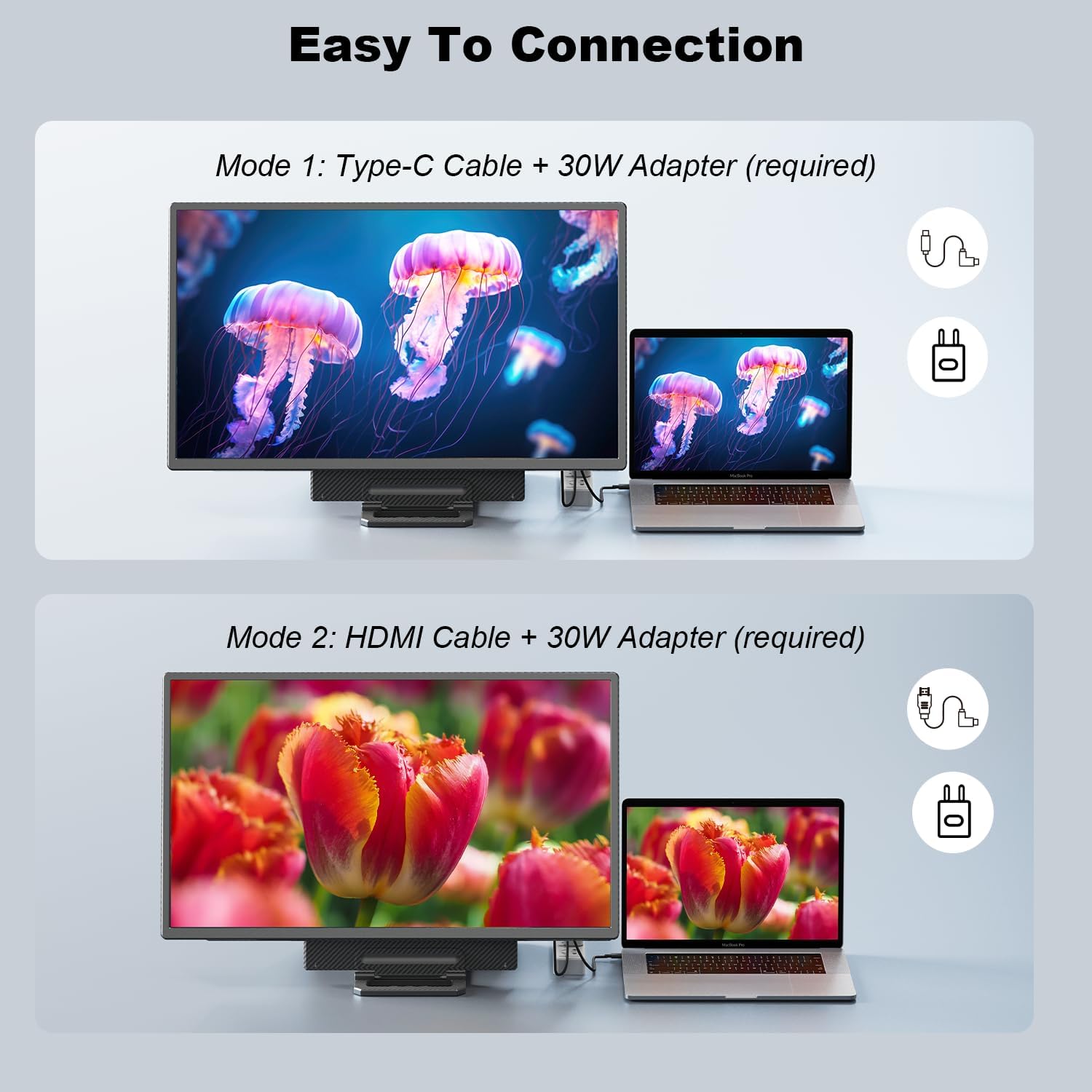 24 Inch Large Portable Monitor 1080P FHD 100Hz IPS USB C HDMI Laptop Screen Extender - Image 5