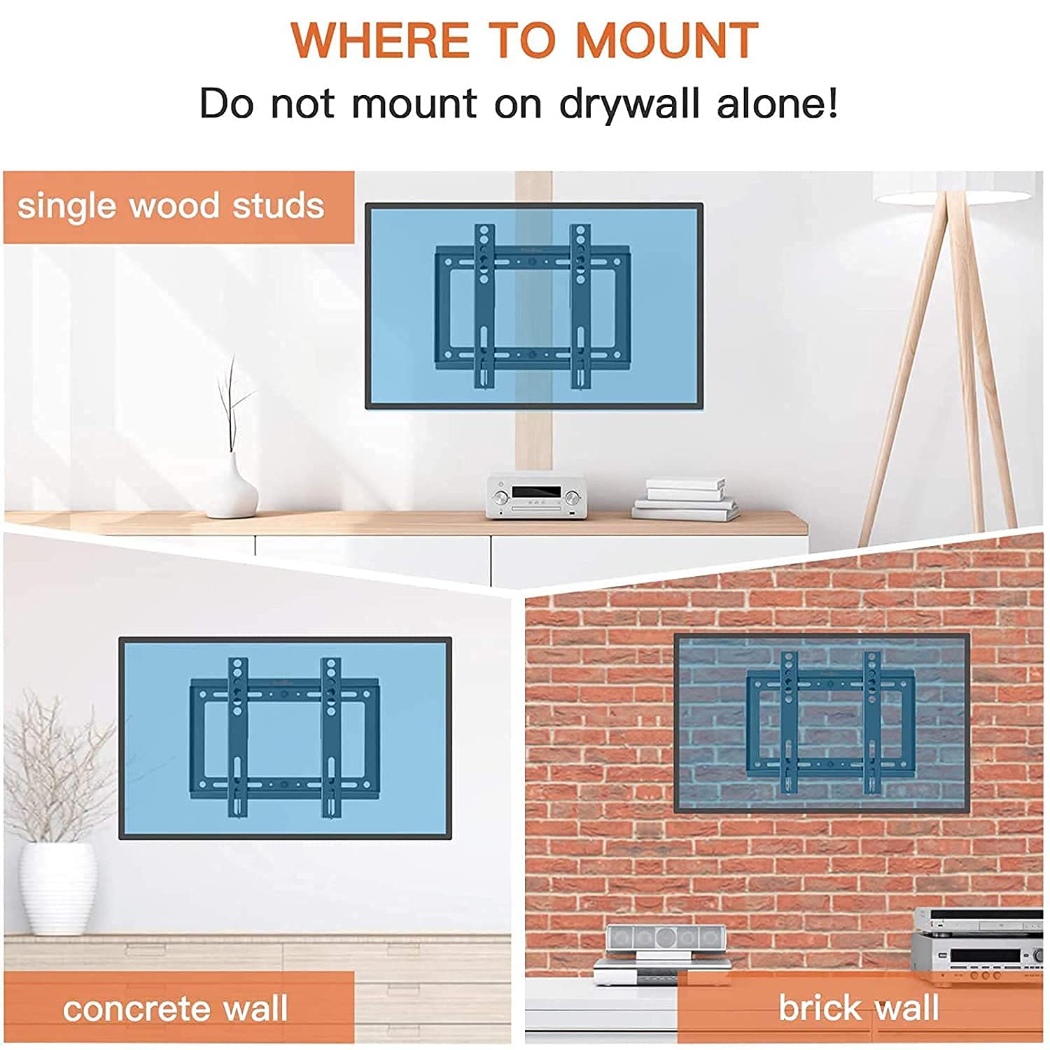 HOJI 26-55 Inch TV Wall Mount Bracket Fixed Upto 110lbs VESA 100x100-400x400 - Image 4