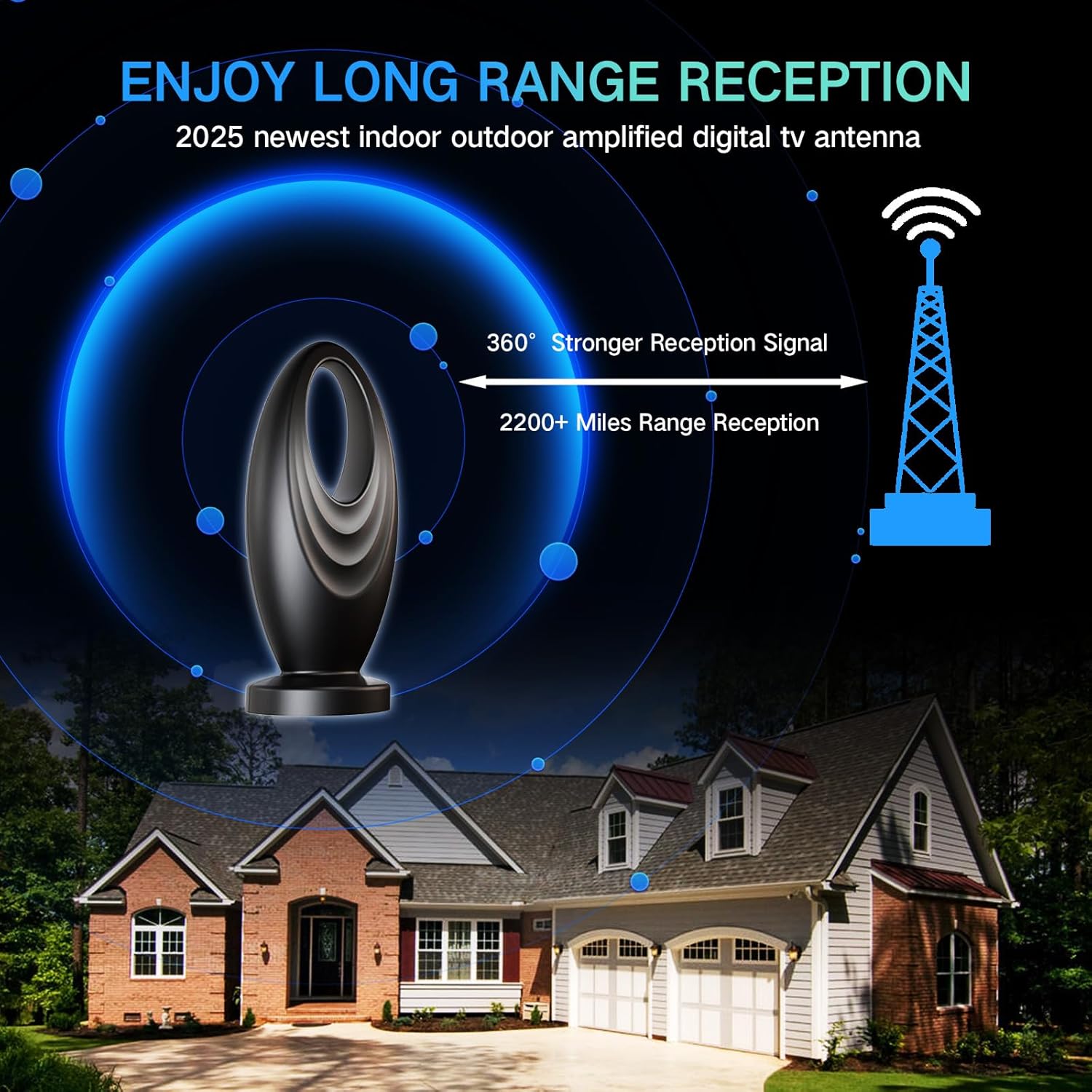 2025 Smart HD Digital TV Antenna Indoor 2200+ Miles Range 360° Booster 33ft - Image 4