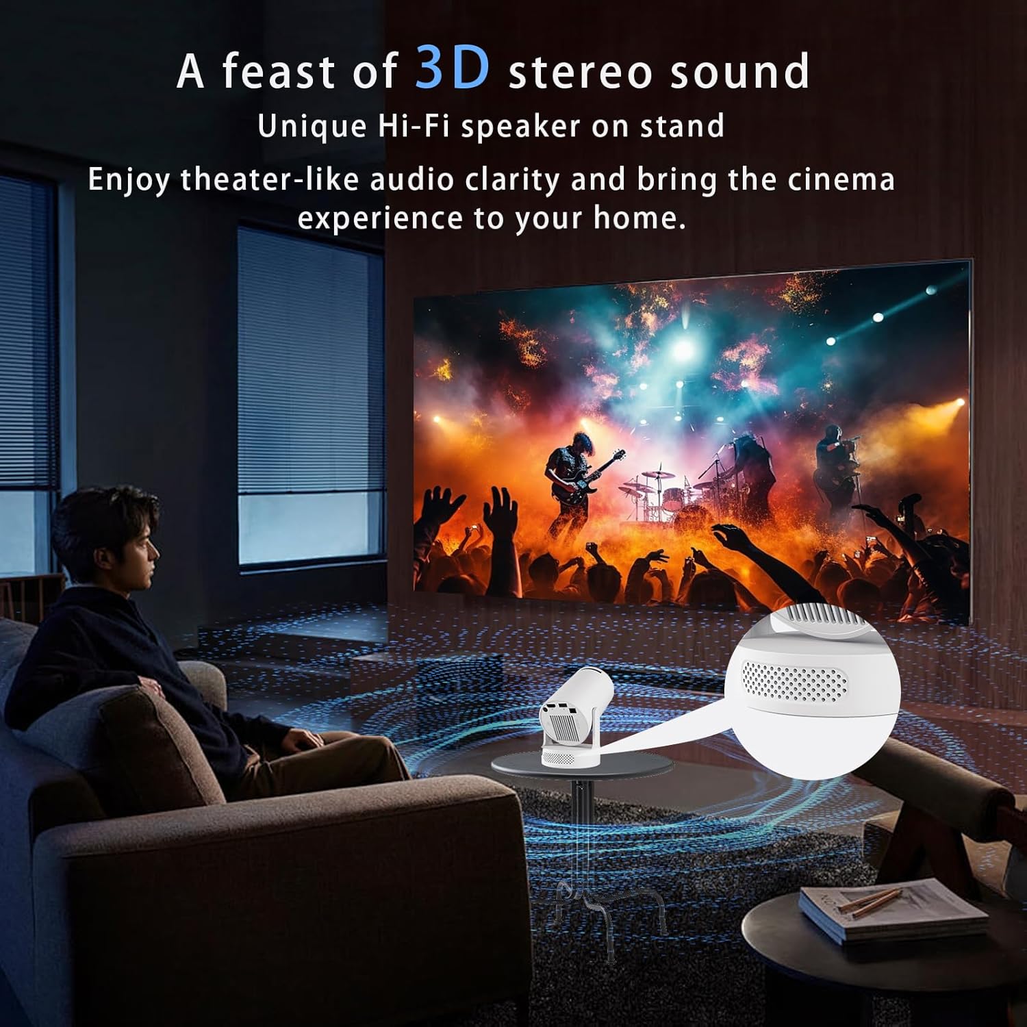 Portable WiFi Bluetooth Mini Projector 4K 1080P Support 180° Rotatable Mouse Control for 40-200" Smart Outdoor Home Viewing - Image 4