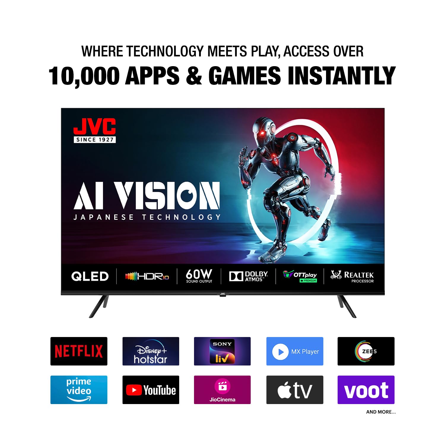 JVC 55 Inch 140cm QLED Google TV AI Vision Series LT-55NQ7165C Black - Image 3