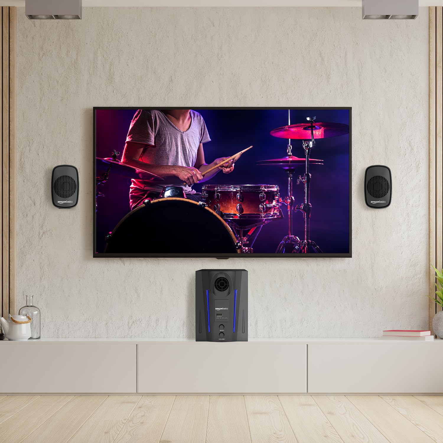 Amazon Basics Black 40W RMS Wired Multimedia Speaker with Remote, Bluetooth 5.3, Aux, USB, Micro TF Card - Image 5