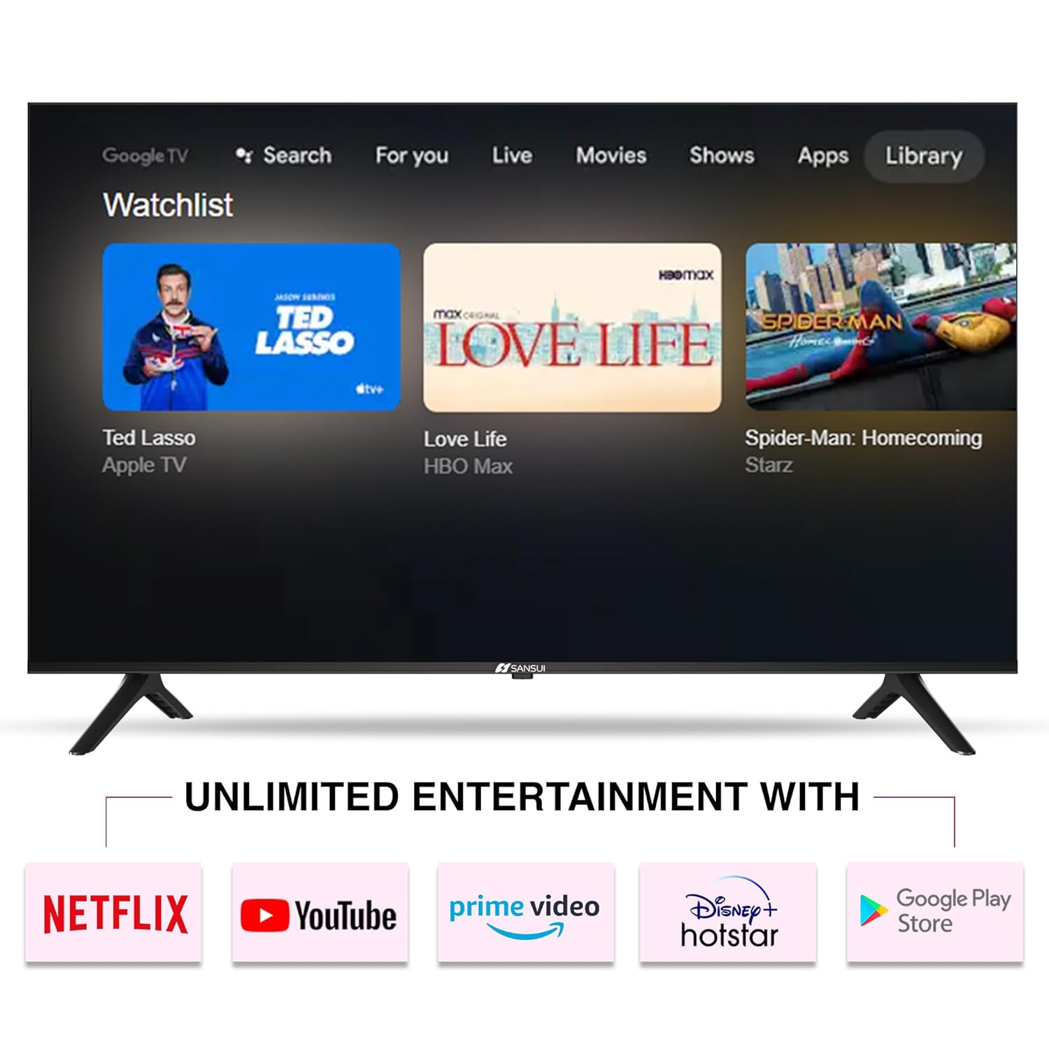 SANSUI 50 Inch 4K Ultra HD Smart Google LED TV with Dolby Audio Zen Panel Black - Image 4