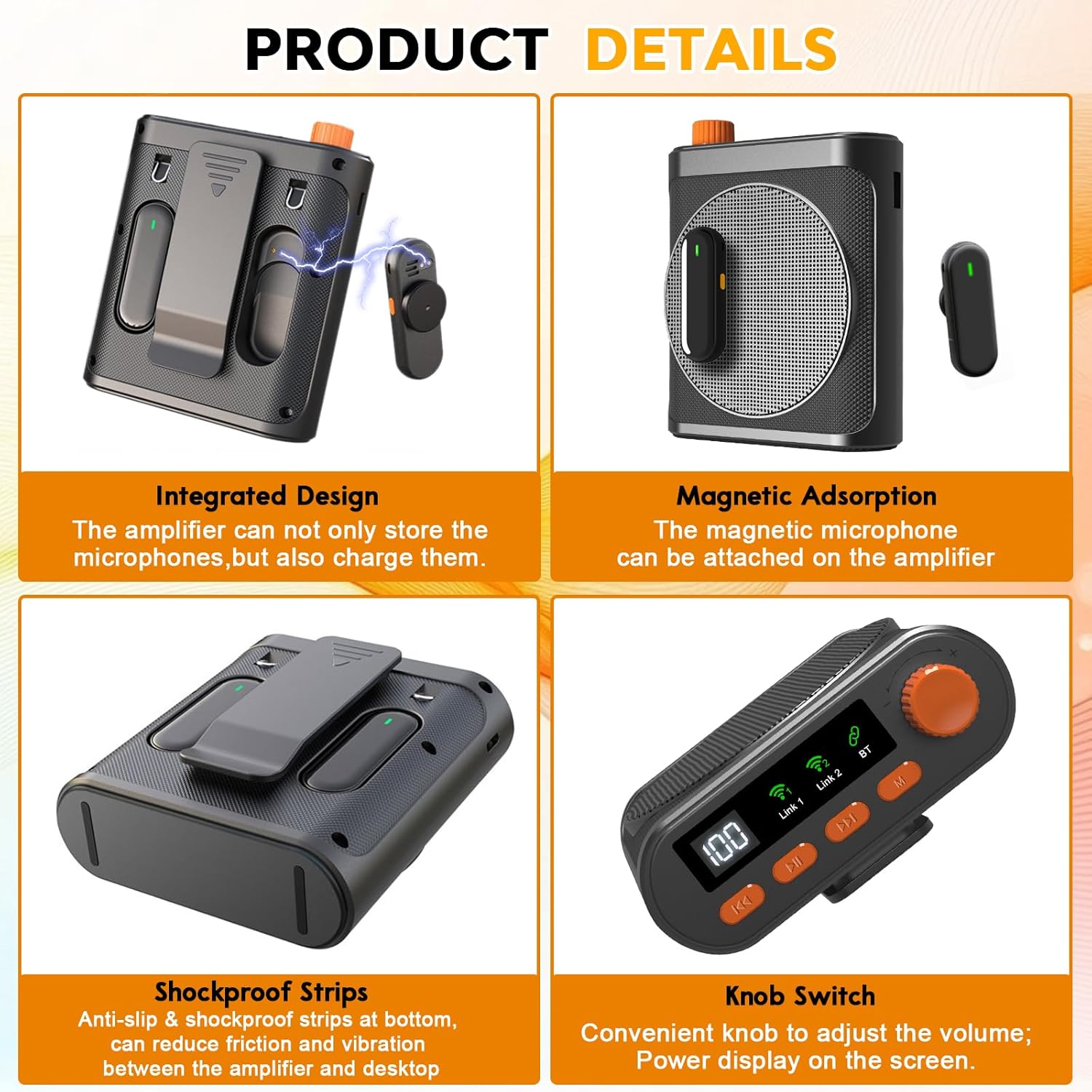 Portable Bluetooth Voice Amplifier Speaker with Magnetic Wireless Lavalier Microphone 20W Classroom/Yoga/Meeting - Image 6