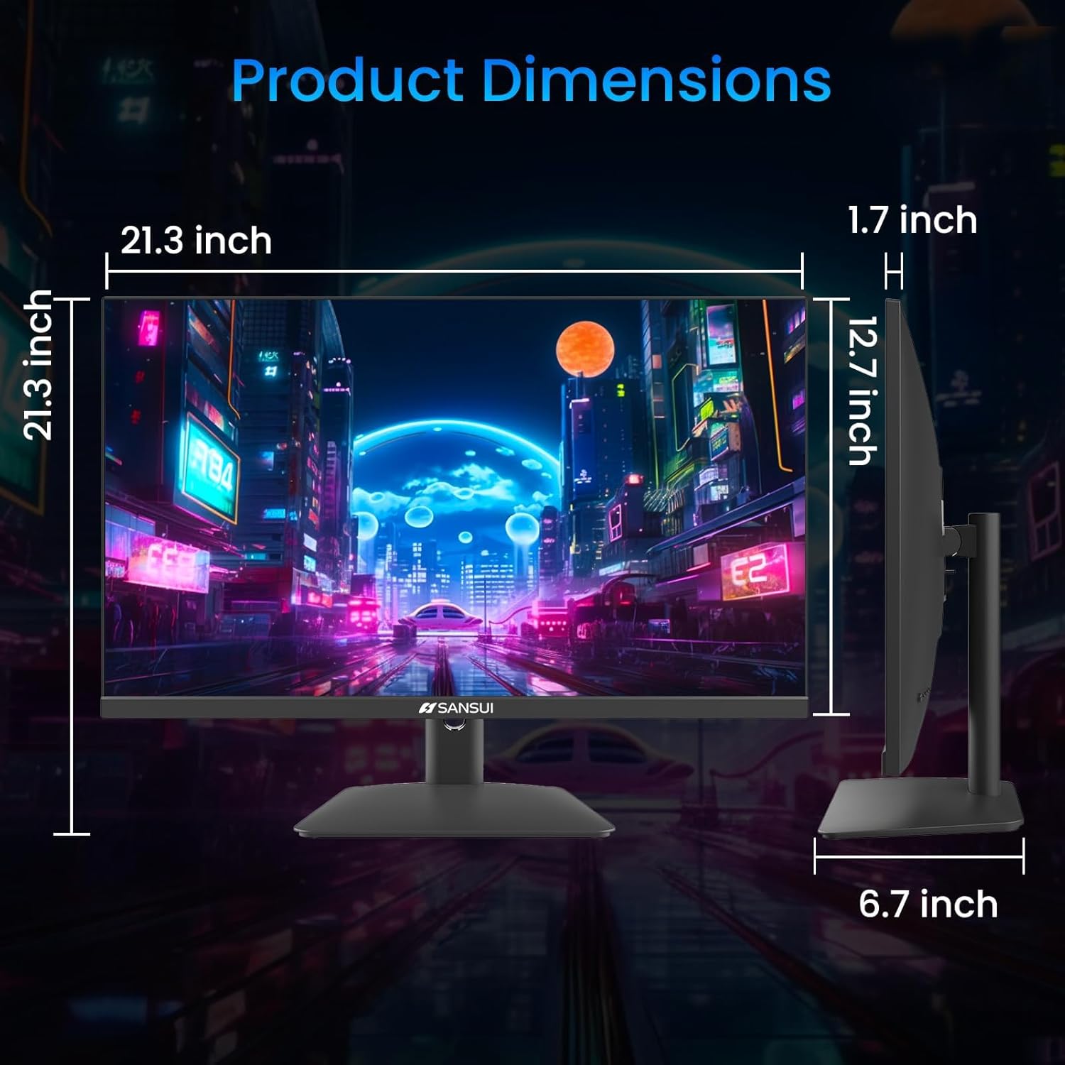 SANSUI 24 Inch 180Hz Gaming Monitor 1ms 110% sRGB HDMI 2.0 DP 1.4 ES-G24F4 - Image 6