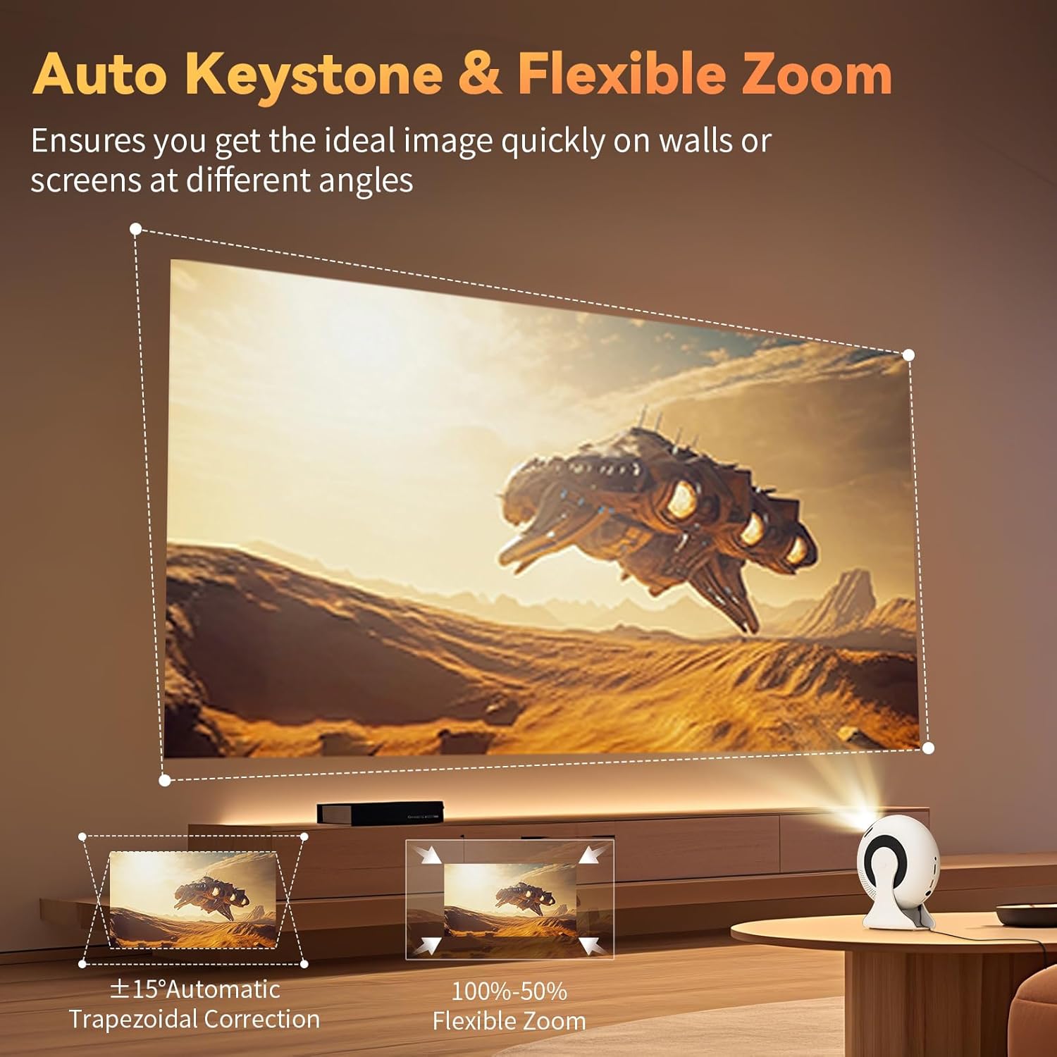 SkyLoop 200 Portable Mini Projector WiFi 6 Bluetooth 5.4 1080P Full HD Smart Home Cinema - Image 3