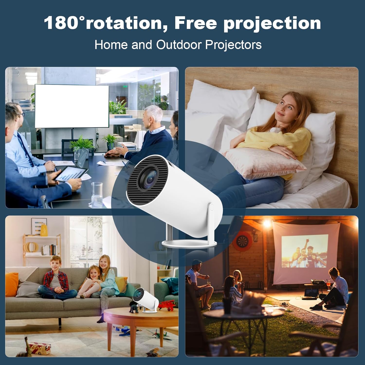HY300 Portable Mini Projector 4K 1080P 160 ANSI Dual-Band WIFI6 5G Bluetooth Android 11 180° Rotatable Auto Keystone Correction - Image 6