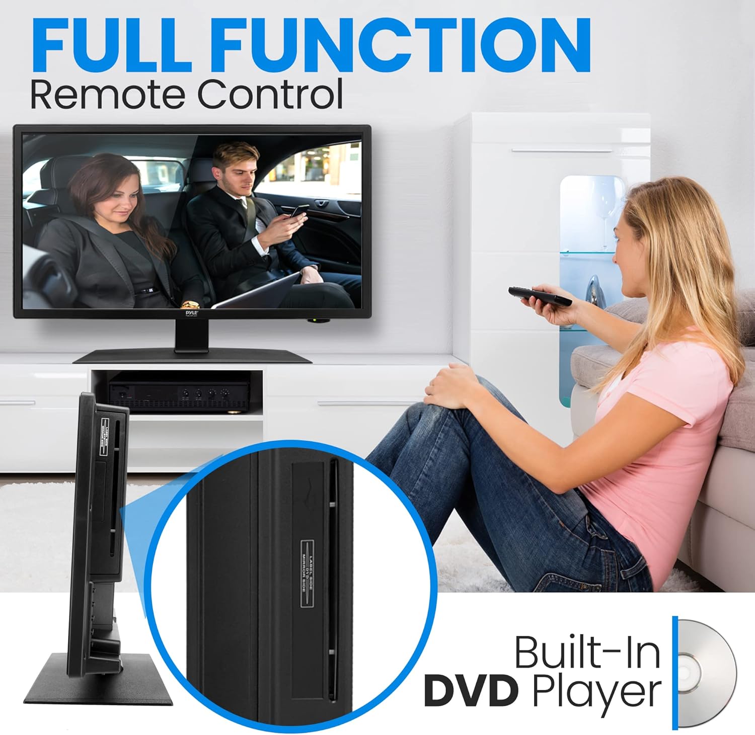Pyle 18.5 Inch 768p LED RV TV with HDMI, RCA, Multimedia Disk Combo, 12V Car Adapter, Stereo Speakers - Image 8