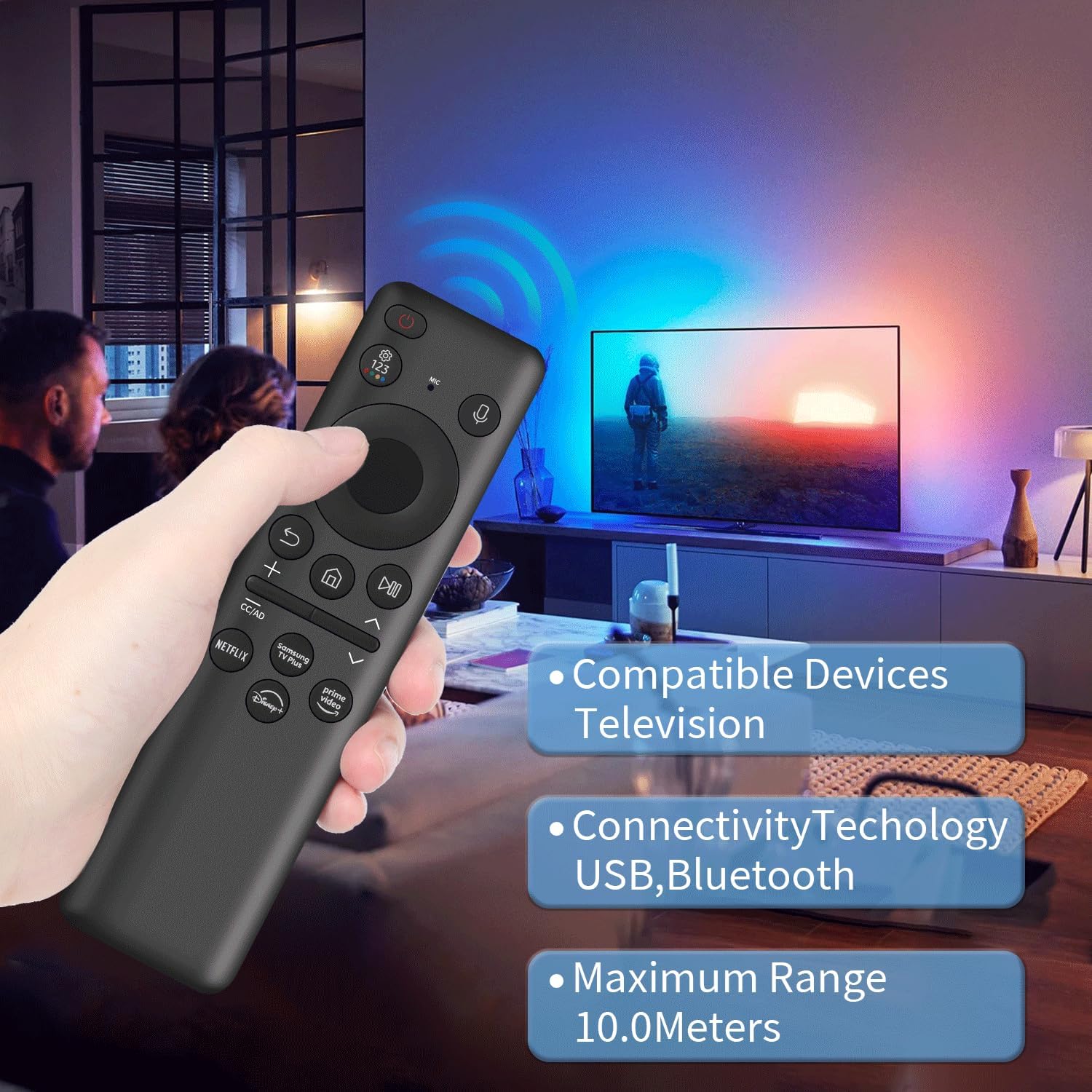Solar Rechargeable Voice Replacement Remote for Samsung Neo QLED Smart TVs VG-TM2360E - Image 6