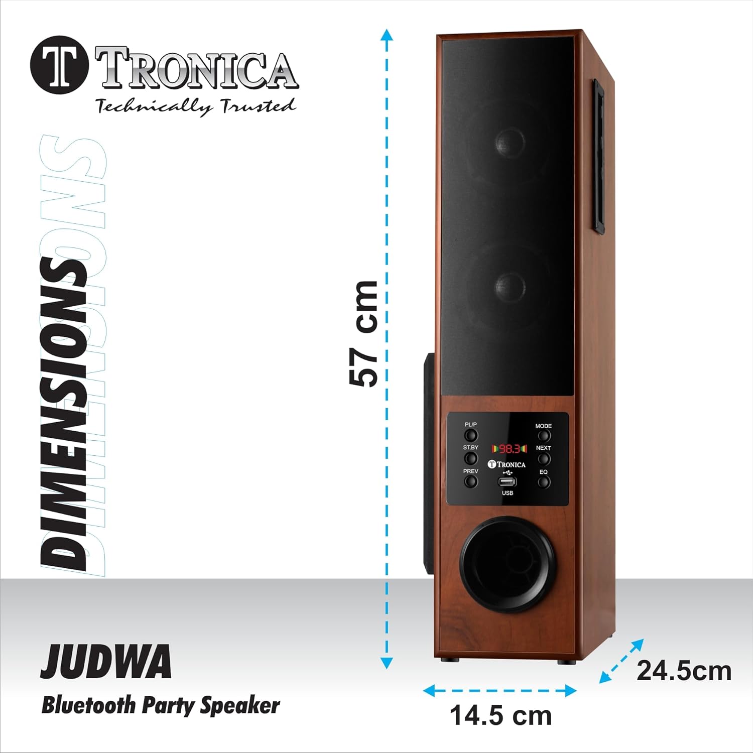 TRONICA JUDWAA 5.0 100W Tower Home Theater Speaker Pair 24" with 6" Woofer and Remote - Image 6