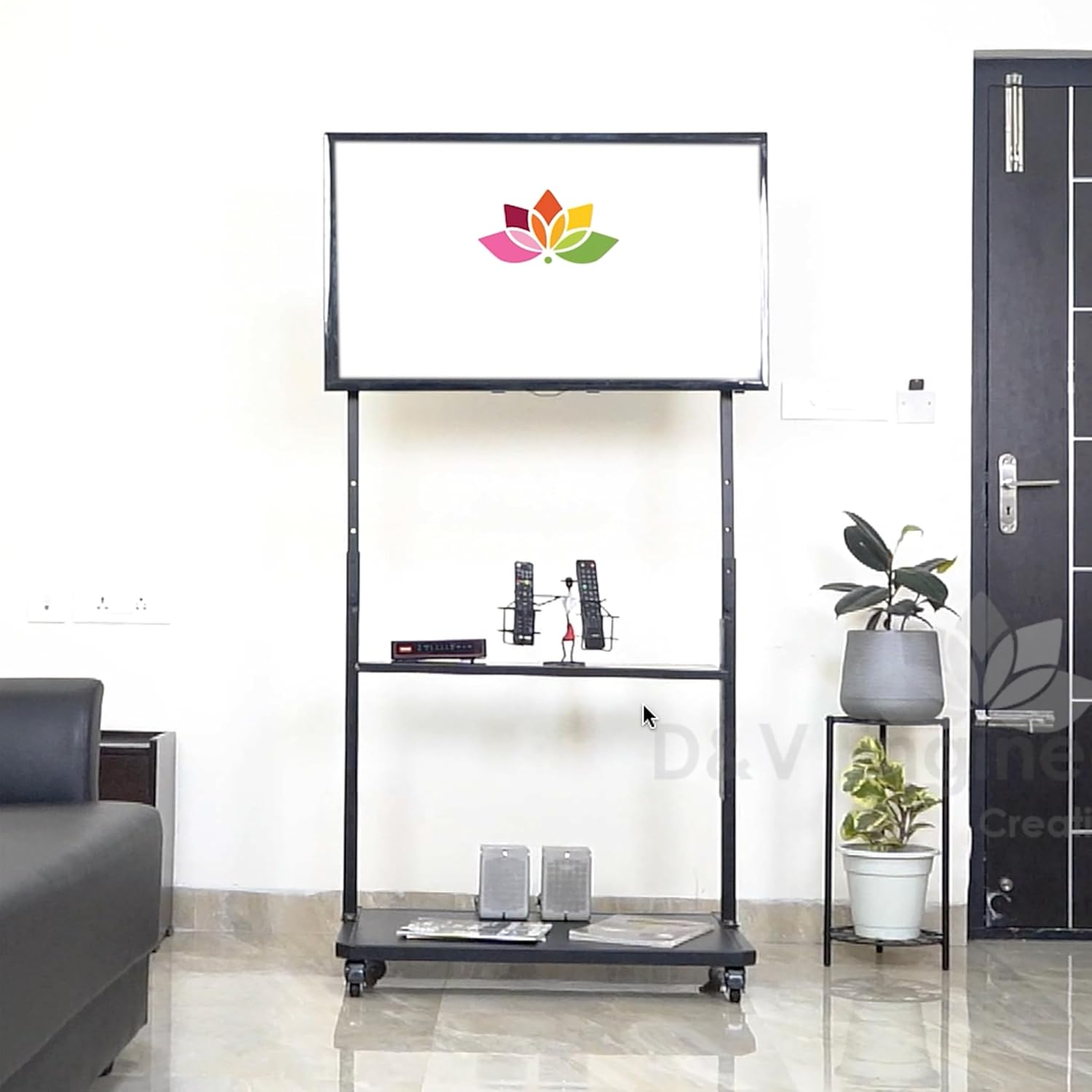 D&V ENGINEERING Adjustable Metal Mobile TV Stand for 32-70 Inch Screens, 200 Kg Capacity - Image 5