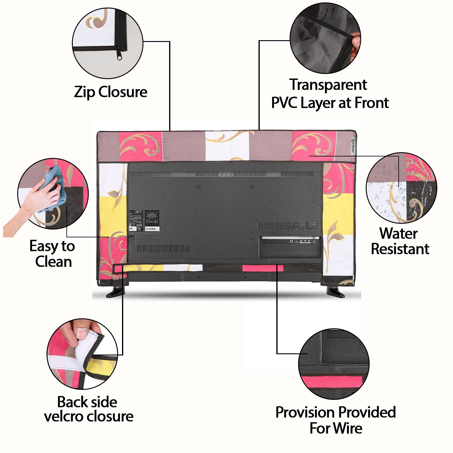 E-Retailer® 32 Inch Transparent LCD/LED TV Protector Cover with Zipper Multi-Color 29x3x19 Inches - Image 5