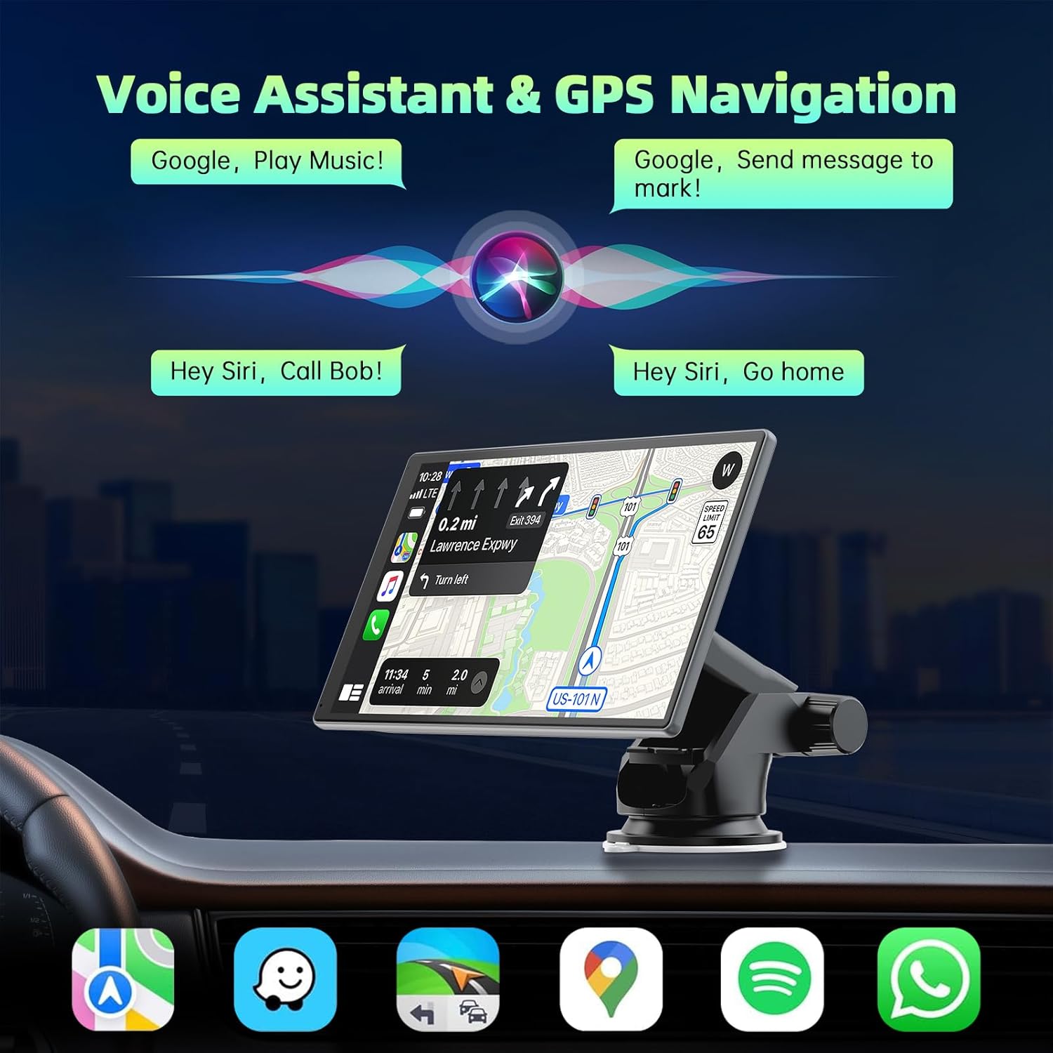 LAMTTO 9 Inch Wireless Portable Carplay Screen 4K Dashcam 1080p Backup Camera Apple Carplay Android Auto - Image 3
