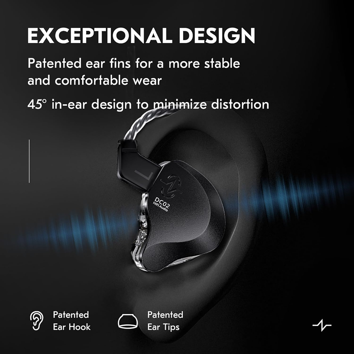 CCZ DC02 Black Wired HiFi Stereo Noise Cancelling In-Ear Monitors without Microphone 4N OFC Cable - Image 8