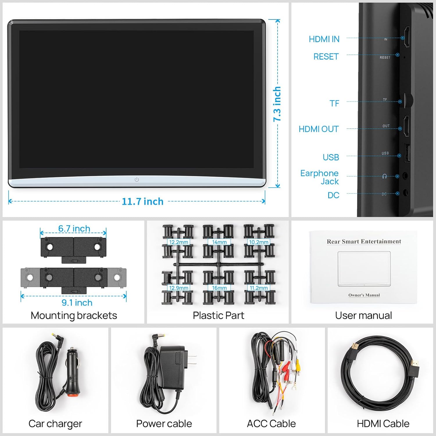 Kaskawise 12.4 Inch Android 11 Touchscreen Car Headrest Monitor 2GB RAM 32GB Storage 4K Mirror Link - Image 5