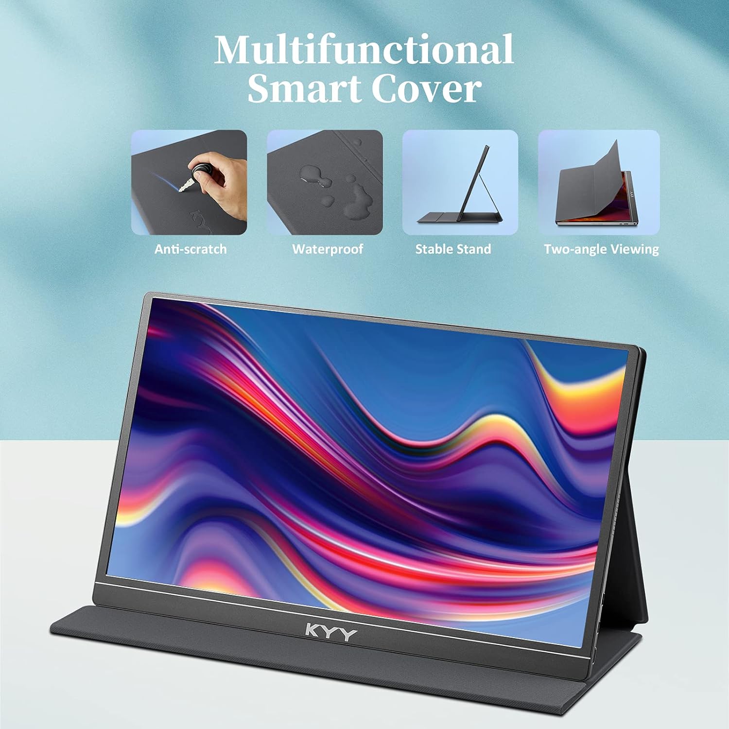 KYY 15.6 Inch 1080P FHD IPS HDR Portable Monitor with Smart Cover and Dual Speakers - Image 6