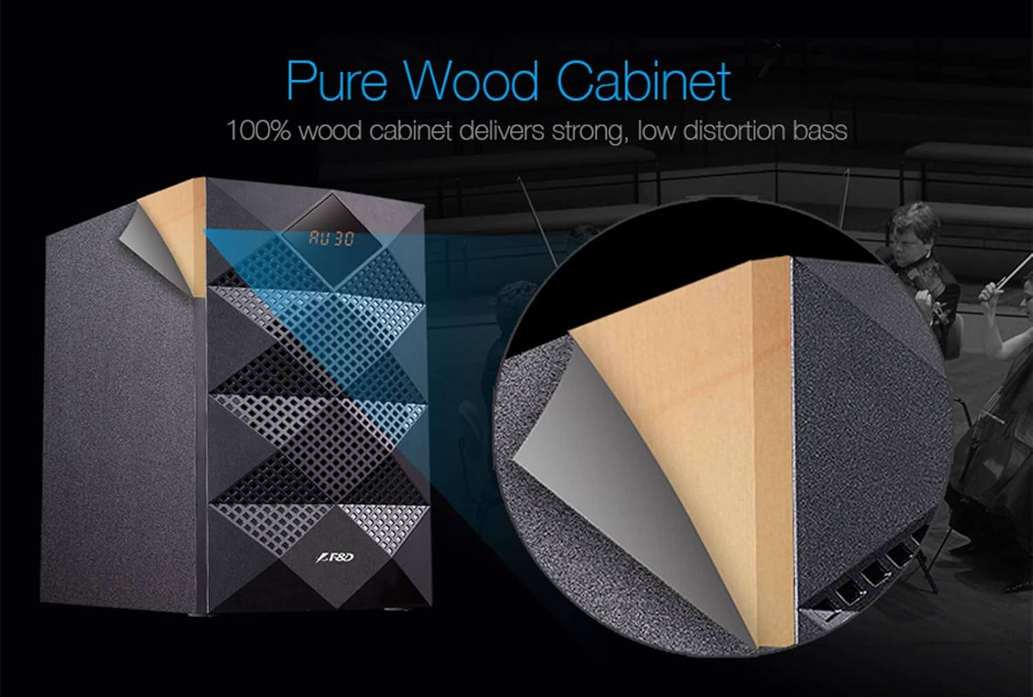F&D A180X Black 2.1 Channel Wireless Bluetooth Multimedia Speakers with Subwoofer and LED Display - Image 4