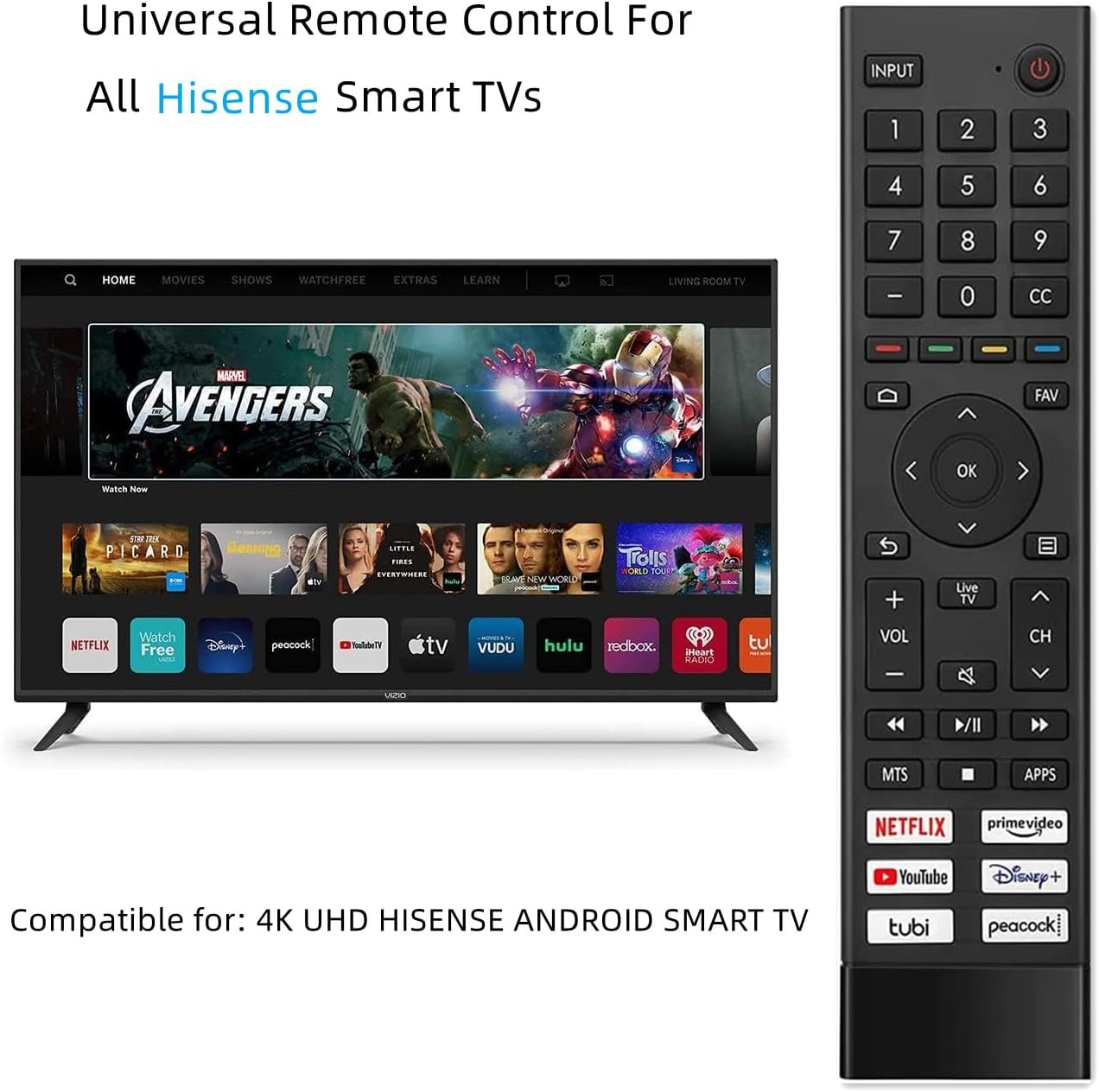 ERF3J80H Replacement Smart TV Remote for Hisense 4K UHD Android Models - Image 3