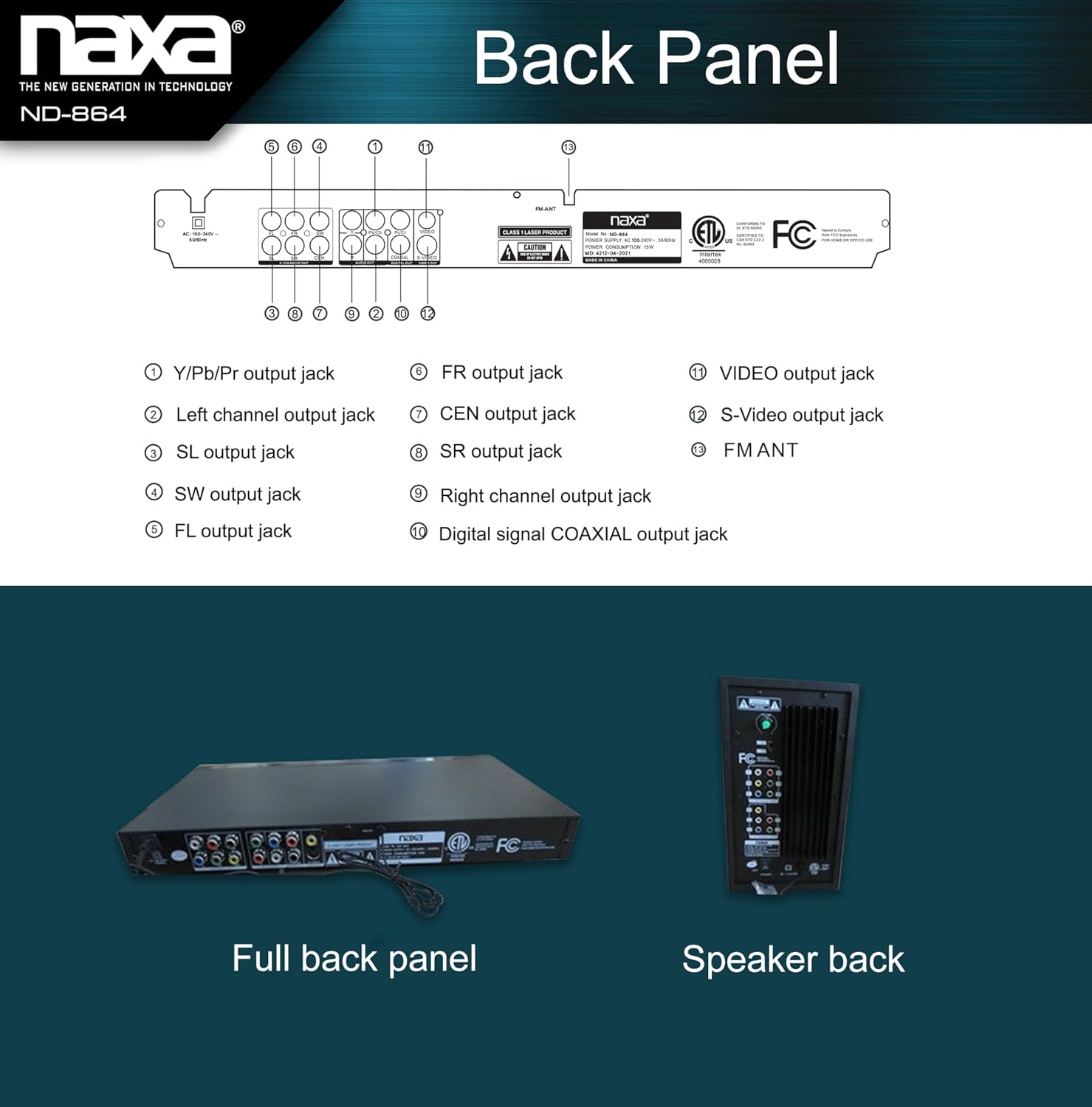 Naxa ND-864 5.1 Channel High-Powered Home Theater DVD Karaoke Speaker System New - Image 8