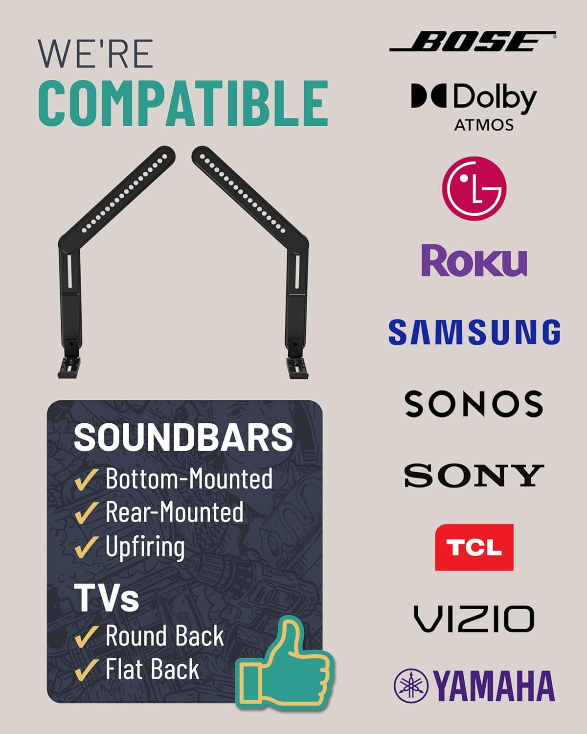 Adjustable Sound Bar Wall Mount Bracket for TVs up to 65 Inches Universal Compatibility - Image 6