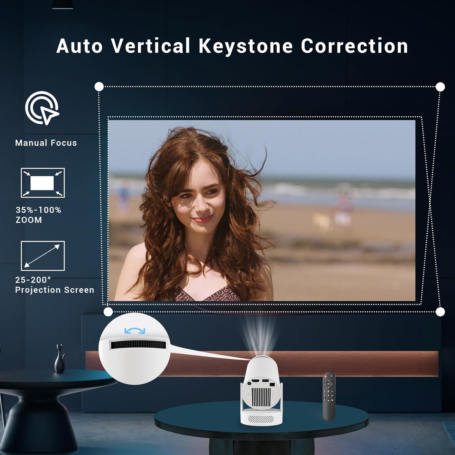 Portable WiFi Bluetooth Mini Projector 4K 1080P Support 180° Rotatable Mouse Control for 40-200" Smart Outdoor Home Viewing - Image 5