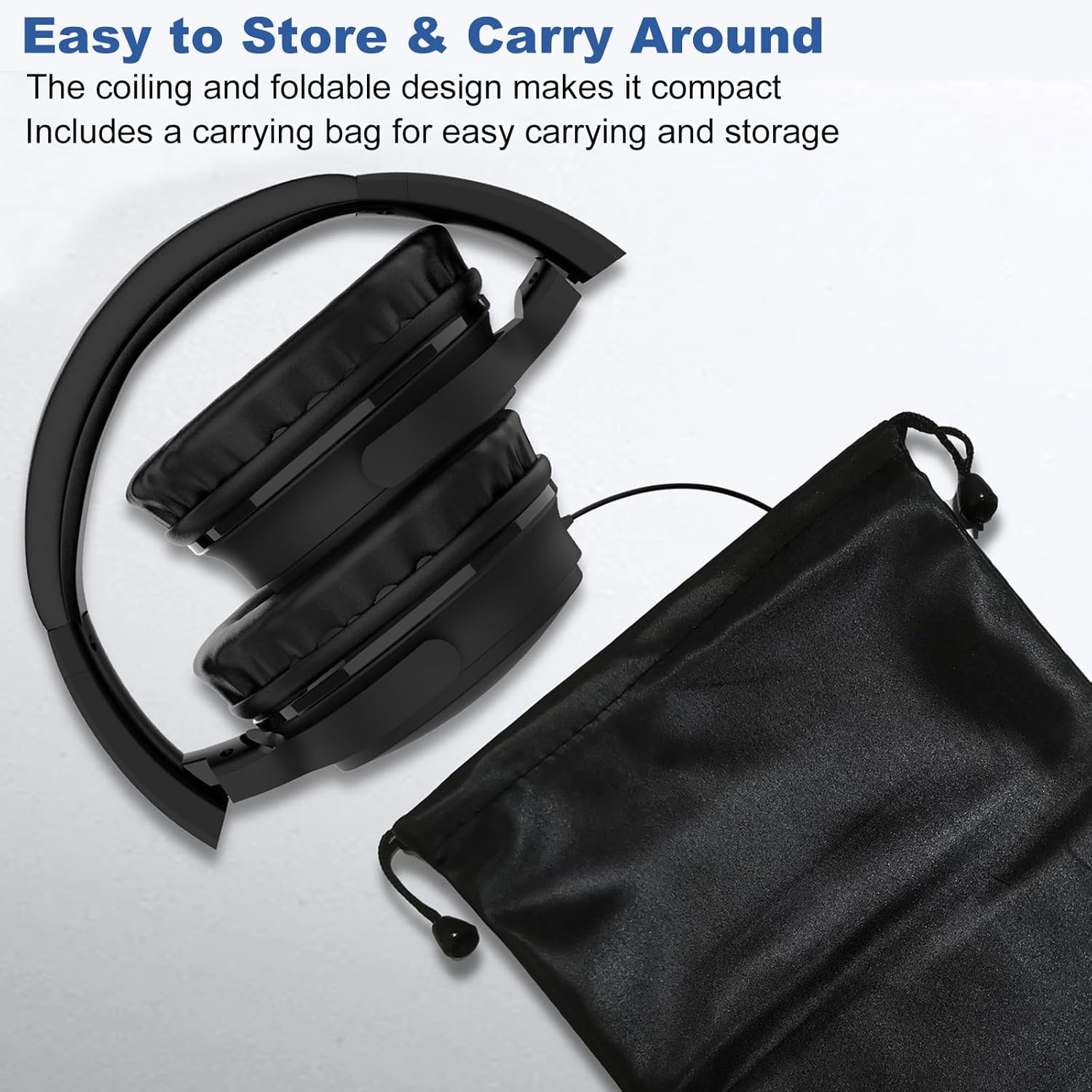 19.5ft Extra Long Wired Over-Ear Headphones with Volume Control for TV PC Seniors - Image 7