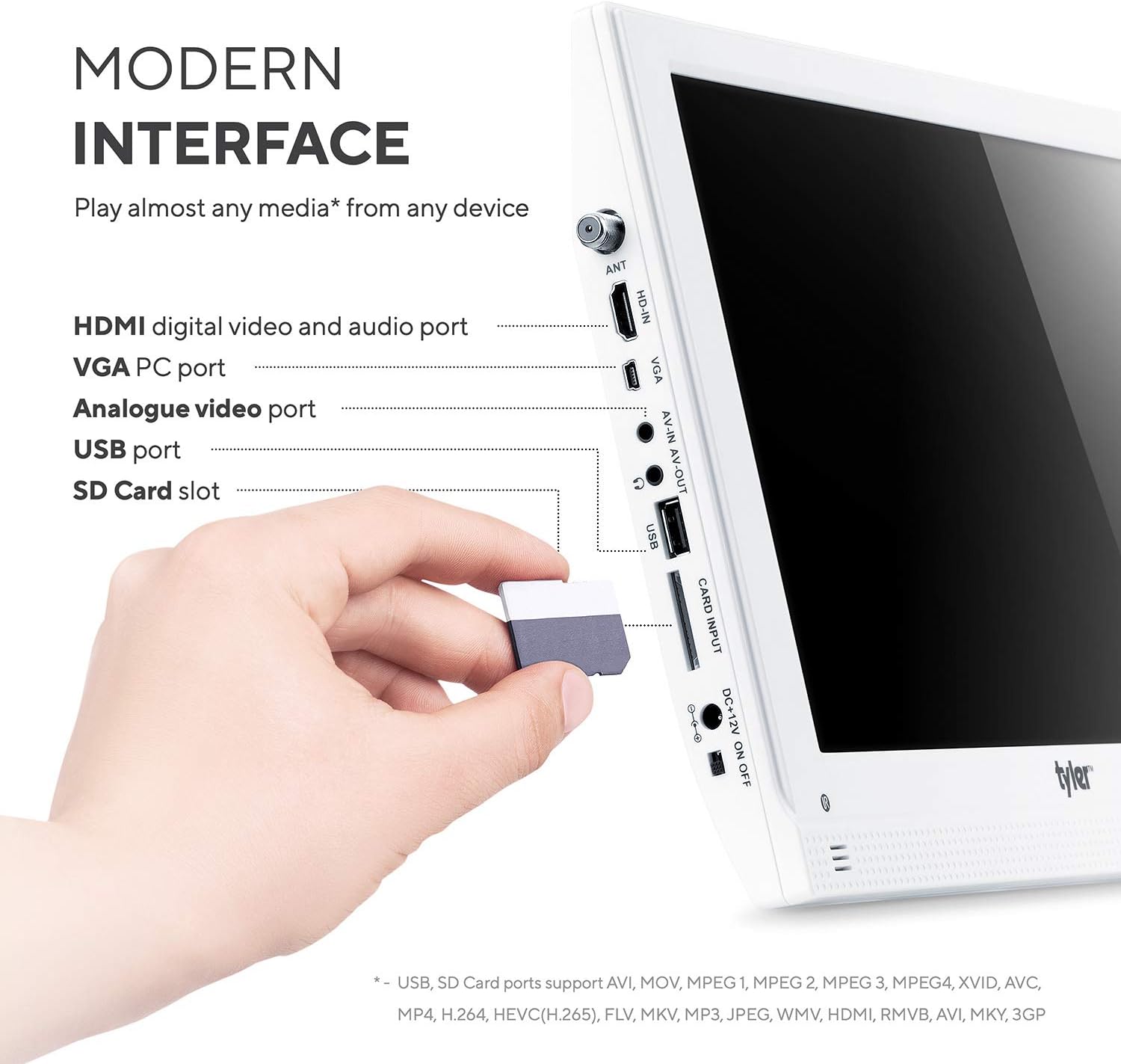 Tyler 13.3 Inch Portable LCD TV Monitor 1080P Rechargeable Battery HDMI SD USB - Image 3