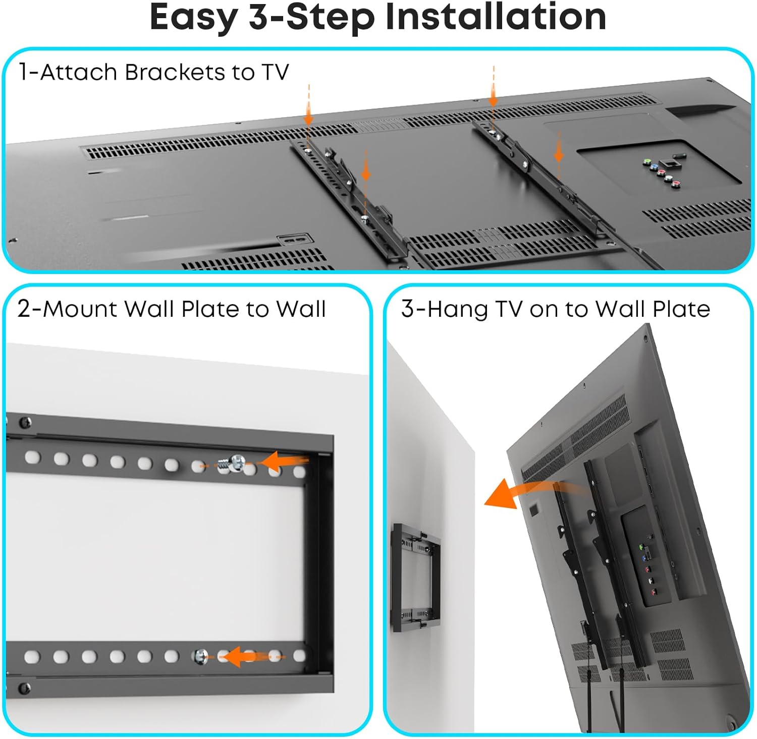 PUTORSEN 37-85 Inch TV Wall Mount Bracket 165lbs Capacity 8° Tilt Quick Lock Max VESA 600x400mm - Image 6