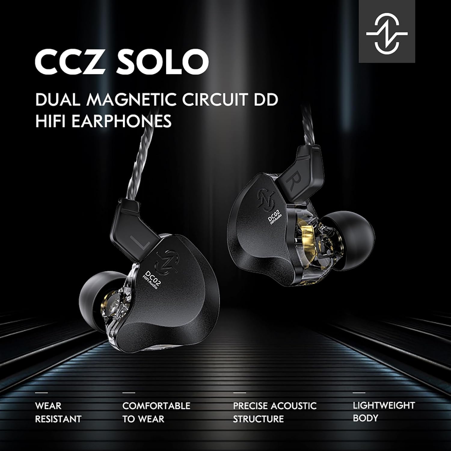 CCZ DC02 Black Wired HiFi Stereo Noise Cancelling In-Ear Monitors without Microphone 4N OFC Cable - Image 2
