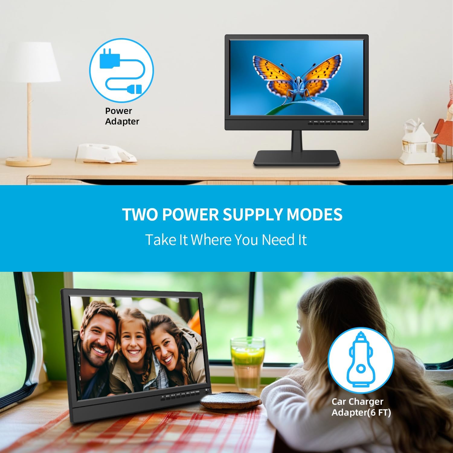 14 Inch Portable Kitchen TV with ATSC Tuner and Built-in Stand, HDMI, USB, TF - Image 8