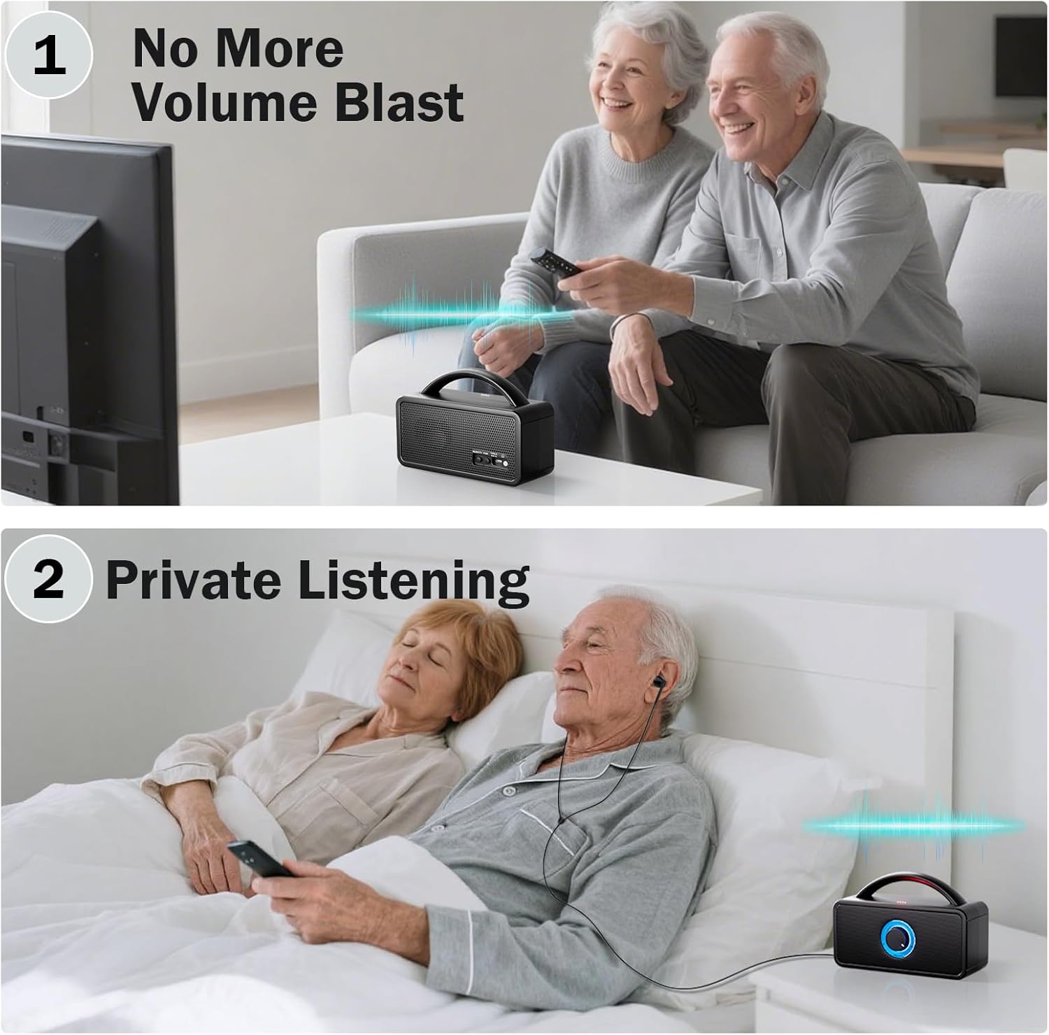 30-Hour Playtime 5.8GHz Wireless TV Speaker for Seniors 50ft Range with HDMI, Optical, AUX, USB, Coaxial Ports - Image 5