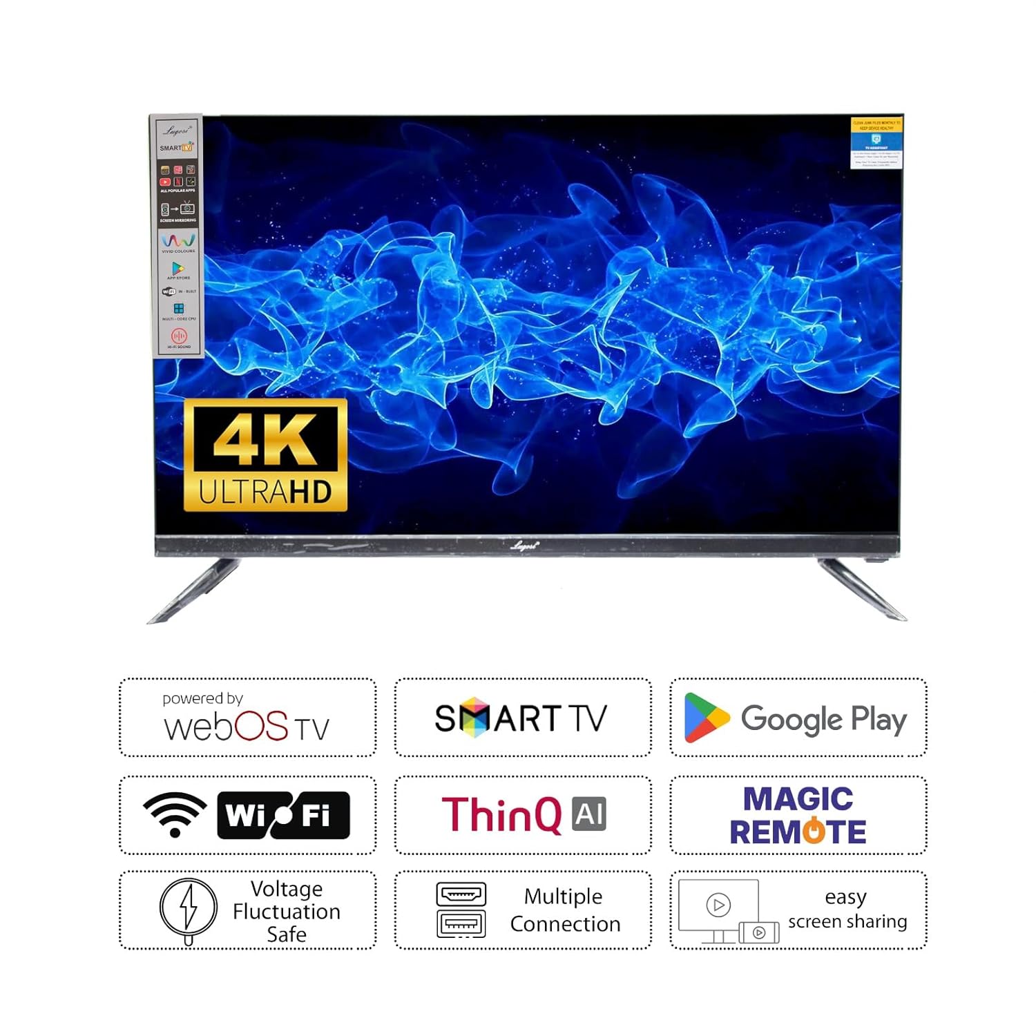 LUGOSI 50-inch Smart Full HD LED TV 1920x1080 Black LU50SG4K New - Image 2