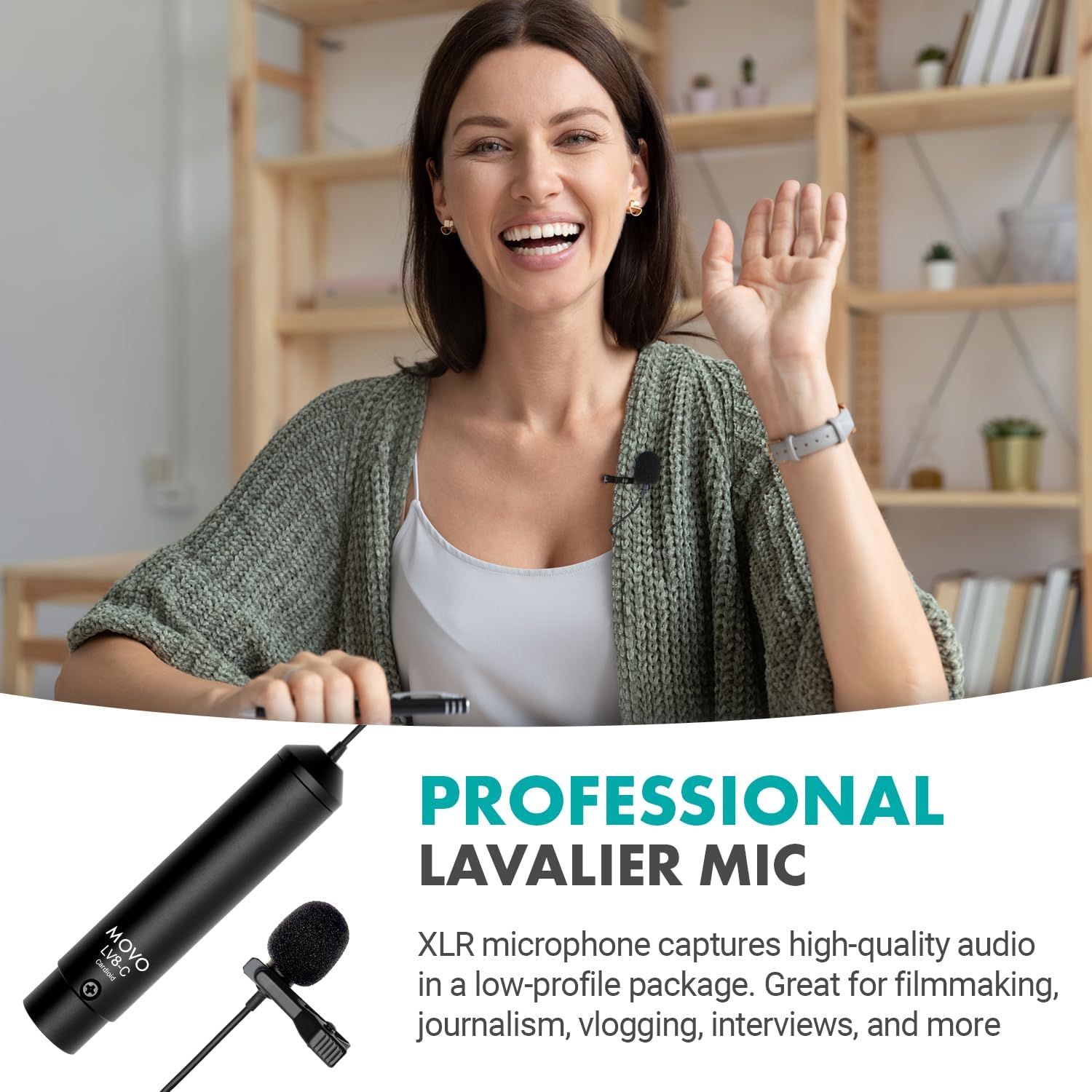 Movo LV8-C Broadcast Quality Cardioid XLR Condenser Lavalier Microphone 12mm Capsule for Accurate Voice Recording Kit - Image 2