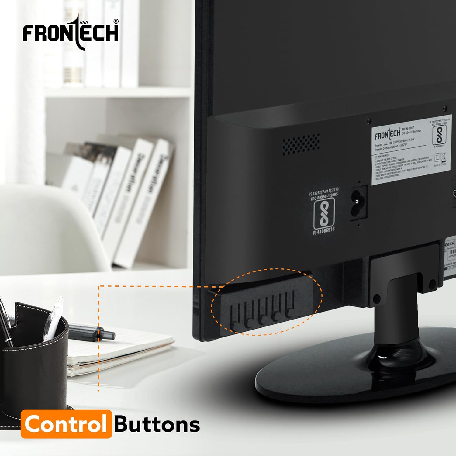 FRONTECH 15 Inch HD LED Monitor Black Slim Stylish Design HDMI VGA 1024x768 16.7M Colors - Image 5