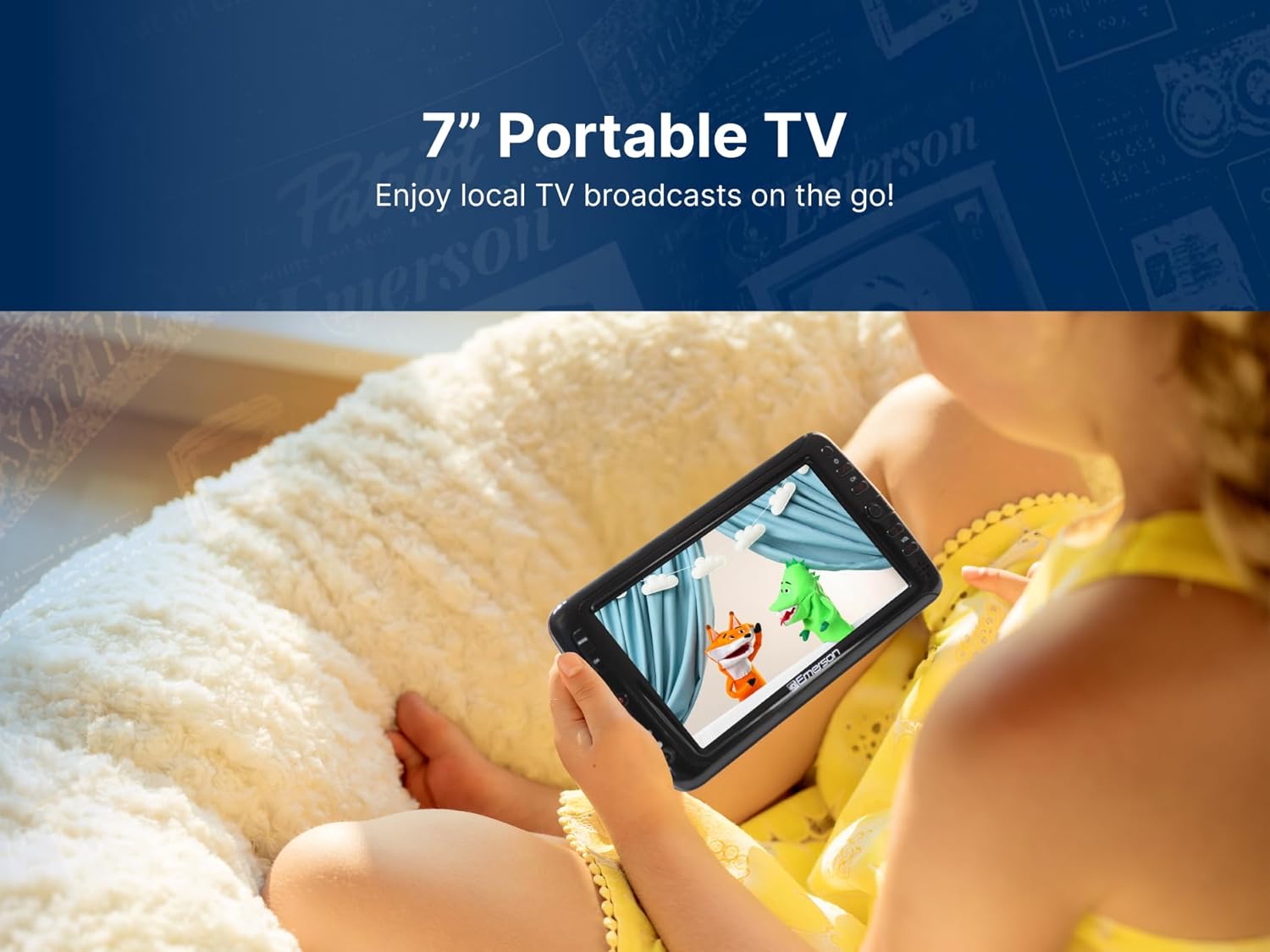 Emerson 7 Inch Portable LCD TV with Digital Tuner Rechargeable Battery for Travel - Image 2