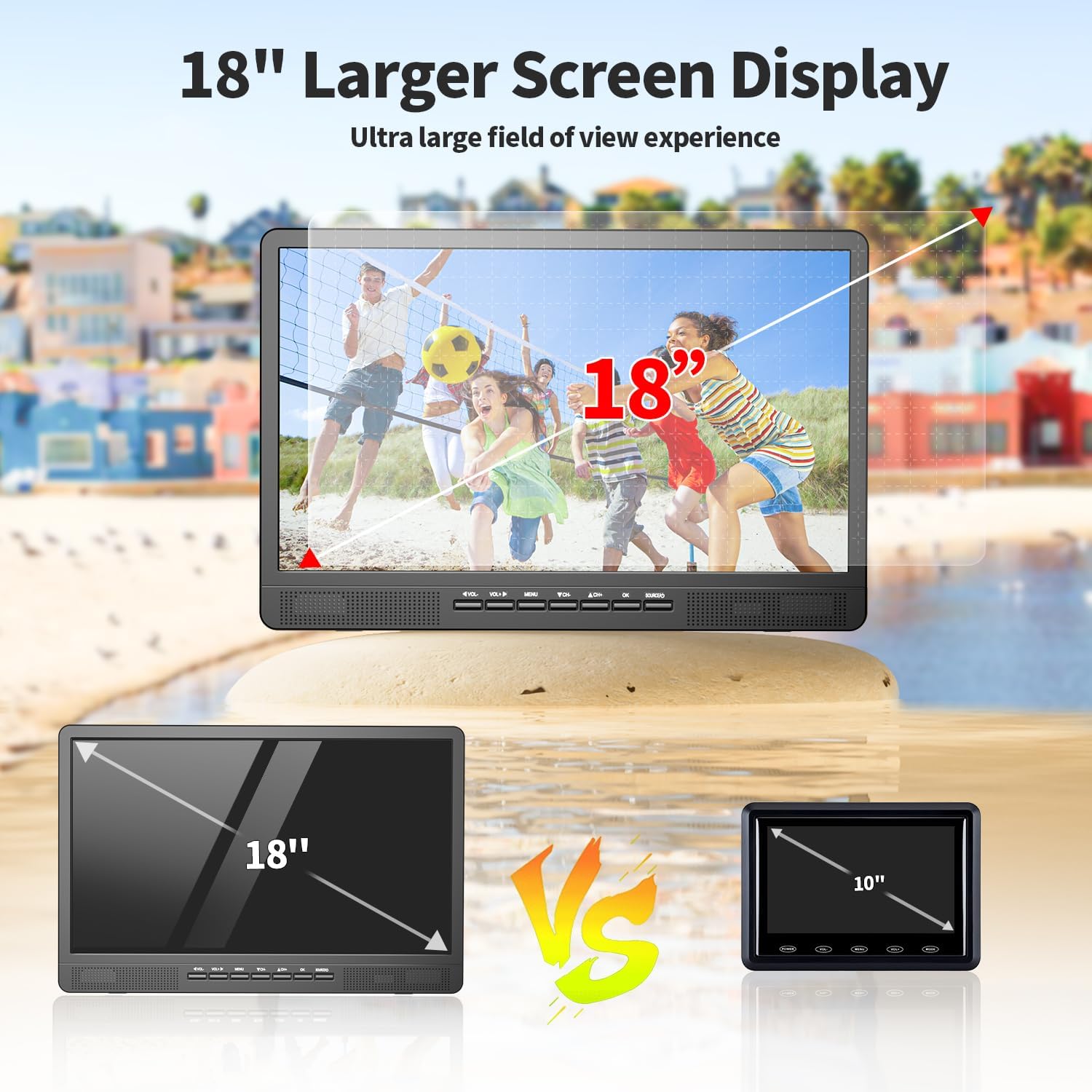 NORTHING 18 Inch Full HD 1080P Portable TV with 6000mAH Battery USB HDMI AV - Image 3