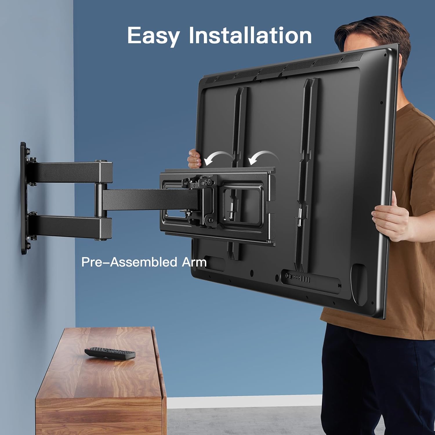 PERLESMITH Full Motion Articulating TV Wall Mount for 26-55 Inch TVs, Supports 70 lbs, Swivel Tilt Level Adjustment, Max VESA 400x400mm - Image 6