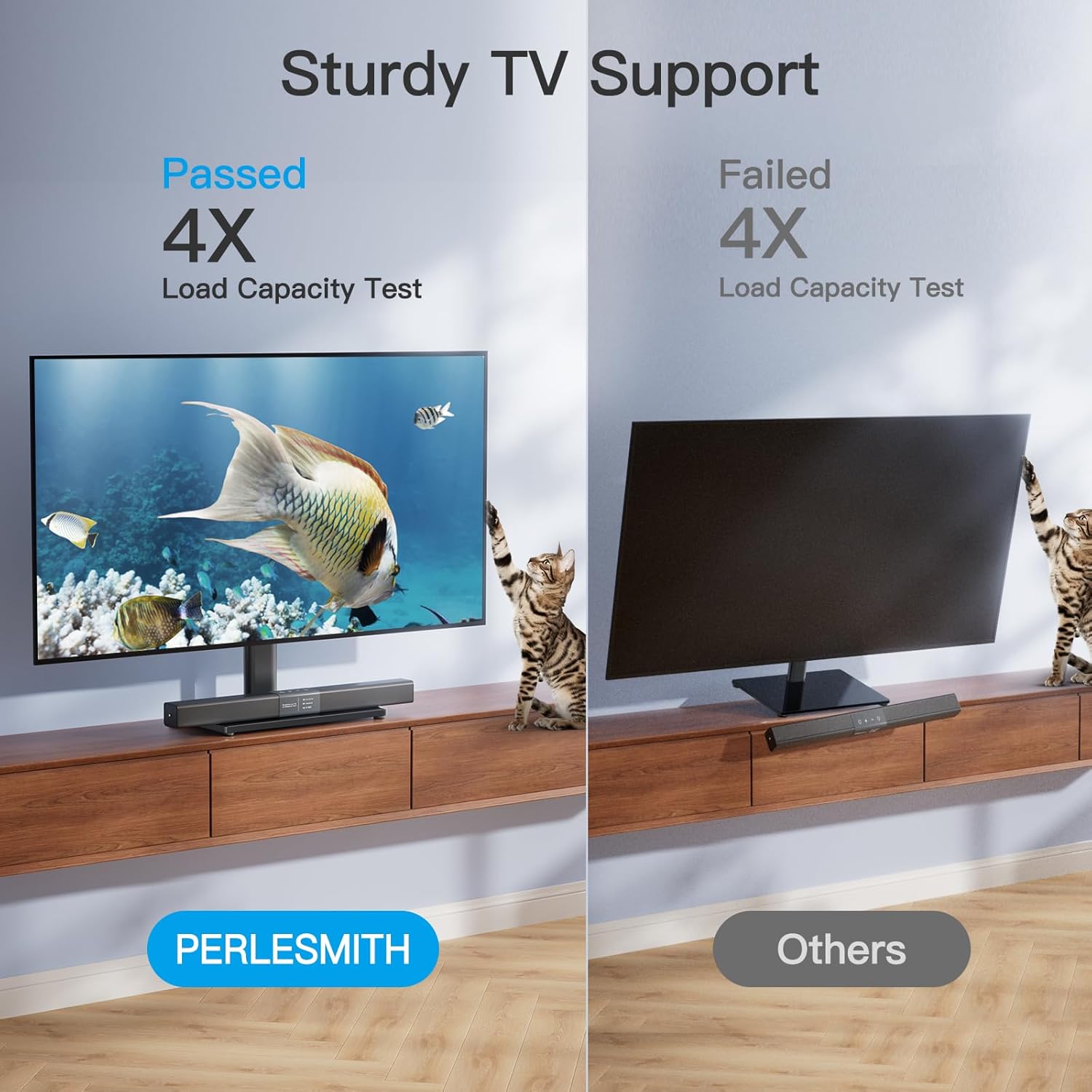 PERLESMITH Swivel Universal TV Stand Base for 32-60 Inch TVs Tempered Glass 88lbs Capacity - Image 6