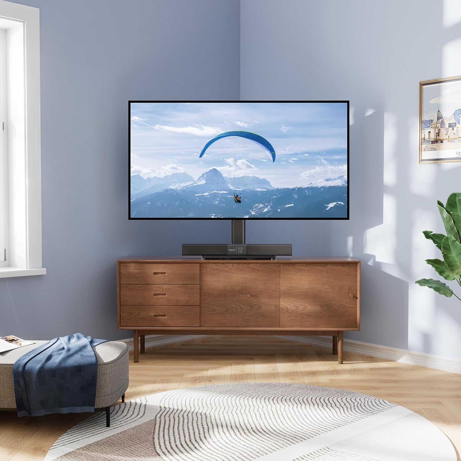 PERLESMITH Swivel Universal TV Stand Base for 32-60 Inch TVs Tempered Glass 88lbs Capacity - Image 7
