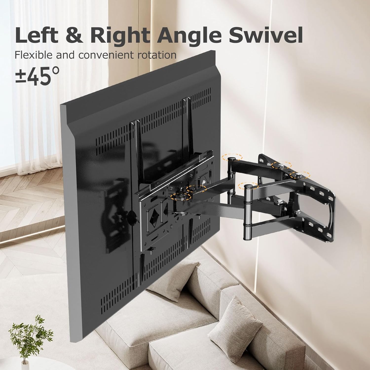 Full Motion 26-65 Inch TV Wall Mount Articulating Swivel Tilt Bracket for Wood Studs - Image 4