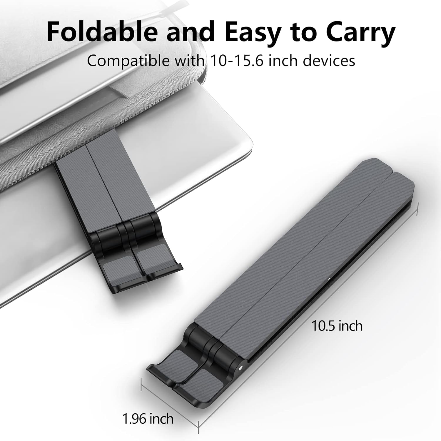 Adjustable Foldable Laptop Stand Black 10-15.6 Inch ABS+Silicone Portable Cooling Mount - Image 4
