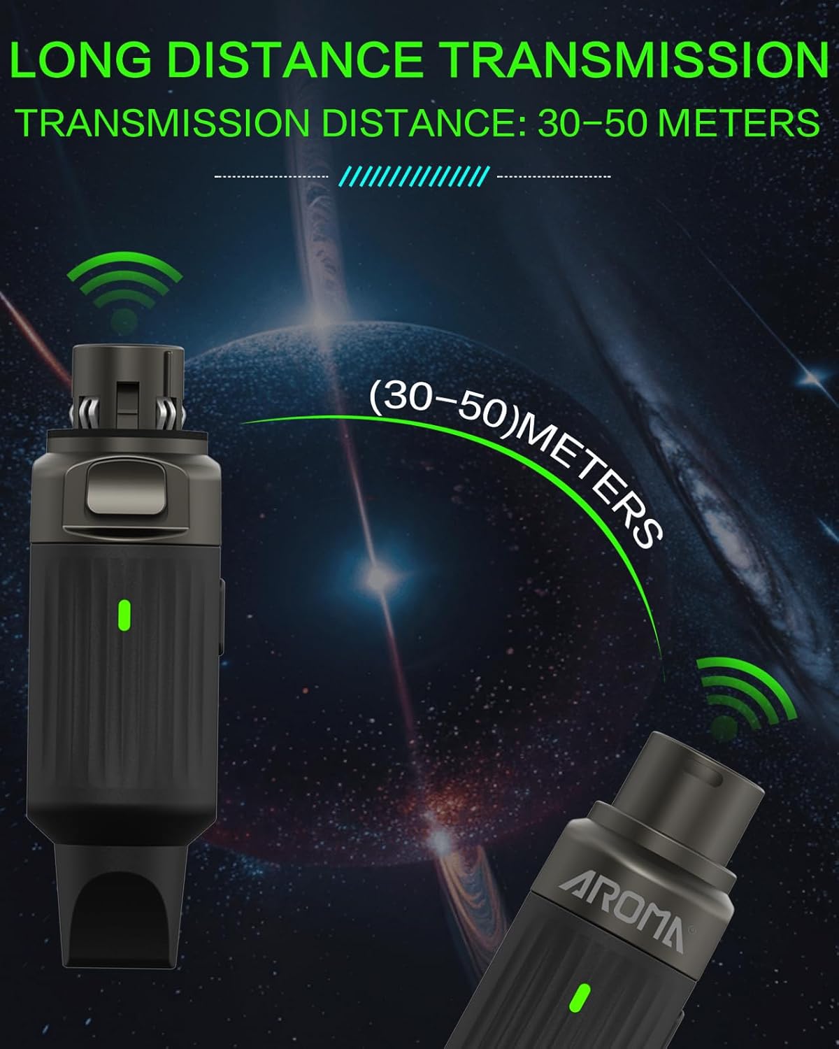 Aroma ARC2 7-Channel UHF Wireless XLR Transmitter Receiver System 165ft Range Dynamic Mic Adapter - Image 2