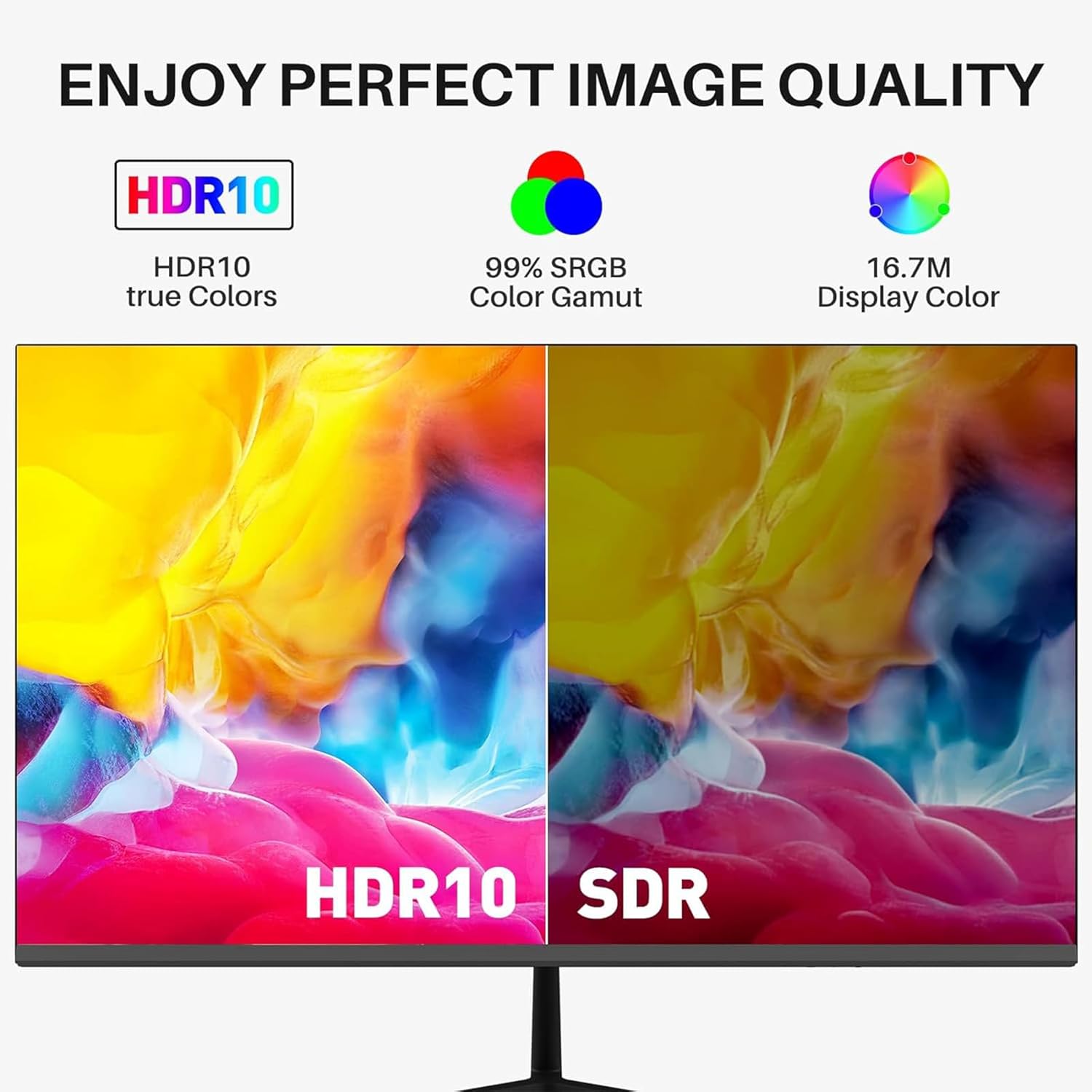 SANSUI 24-Inch 100Hz FHD 1080P Computer Monitor with Built-in Speakers, HDR10, Type-C, HDMI, DP, RTS/FPS Gaming, Tilt Adjustable, VESA Mountable - Image 6